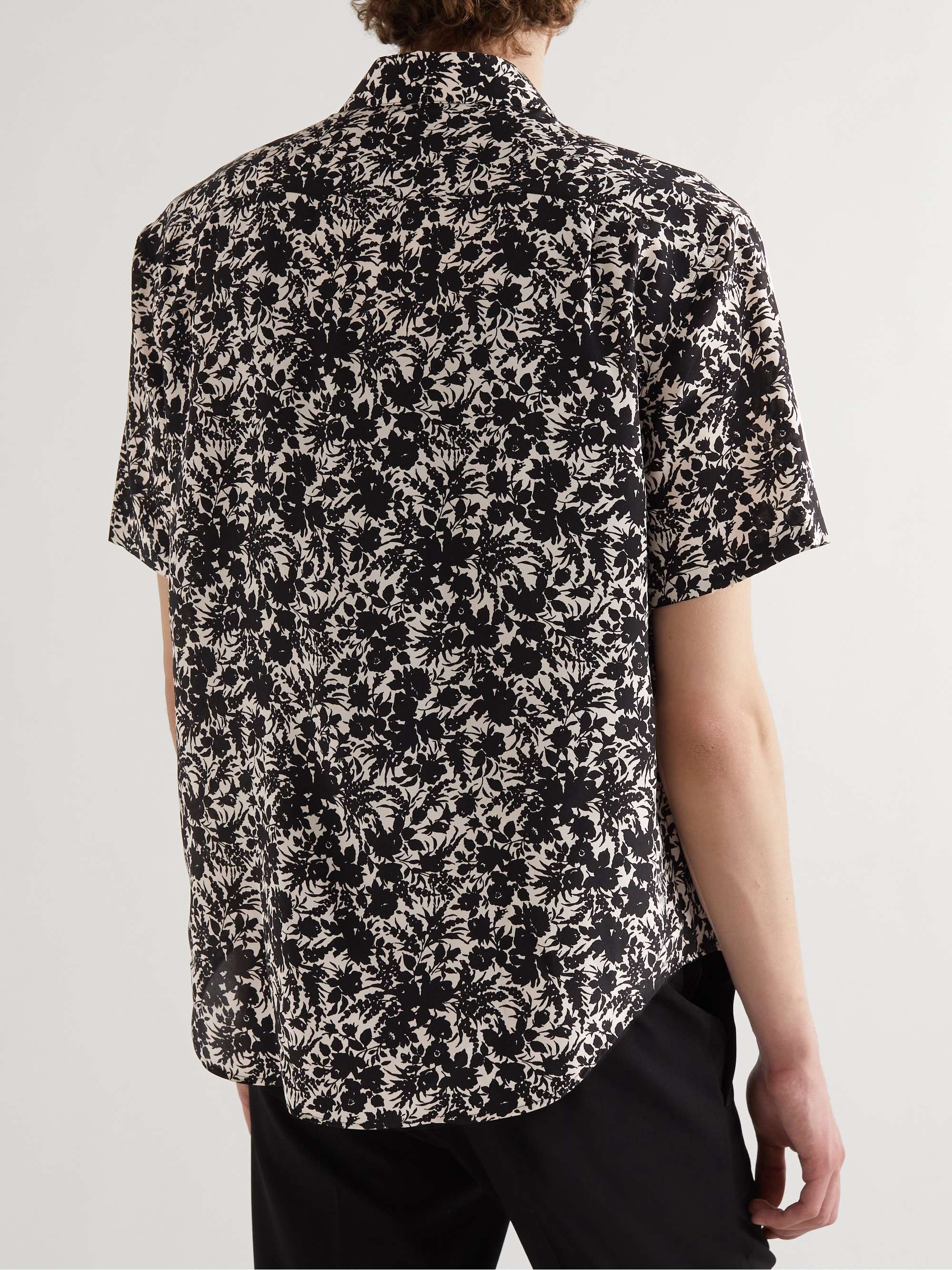 SAINT LAURENT Floral-Print Organic Silk Crepe de Chine Shirt