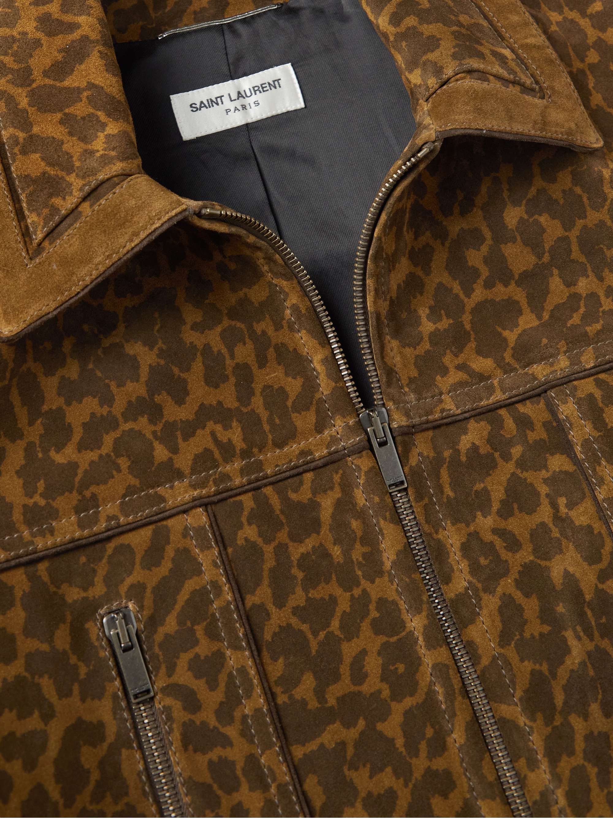SAINT LAURENT Leopard-Print Suede Jacket