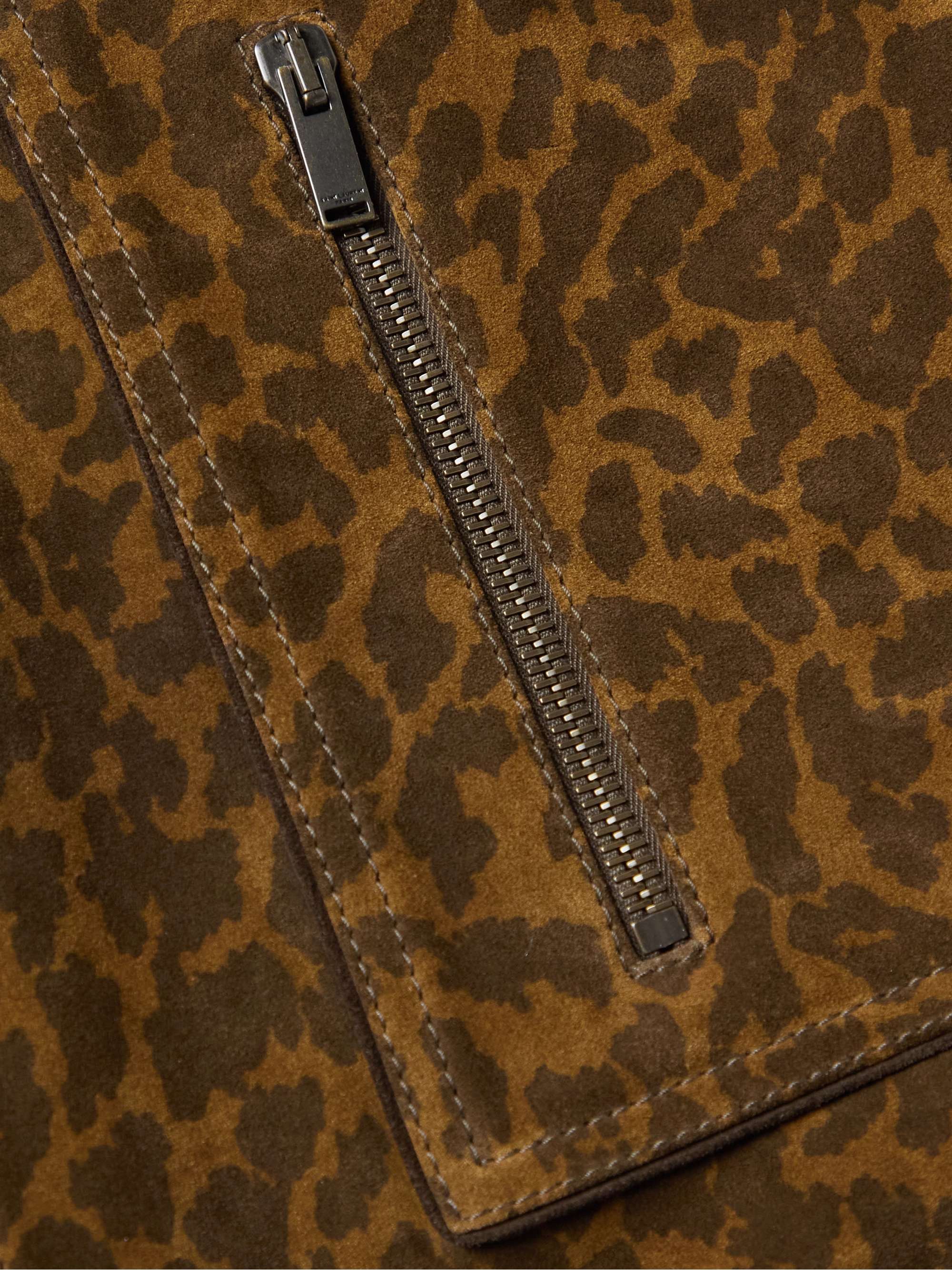 SAINT LAURENT Leopard-Print Suede Jacket