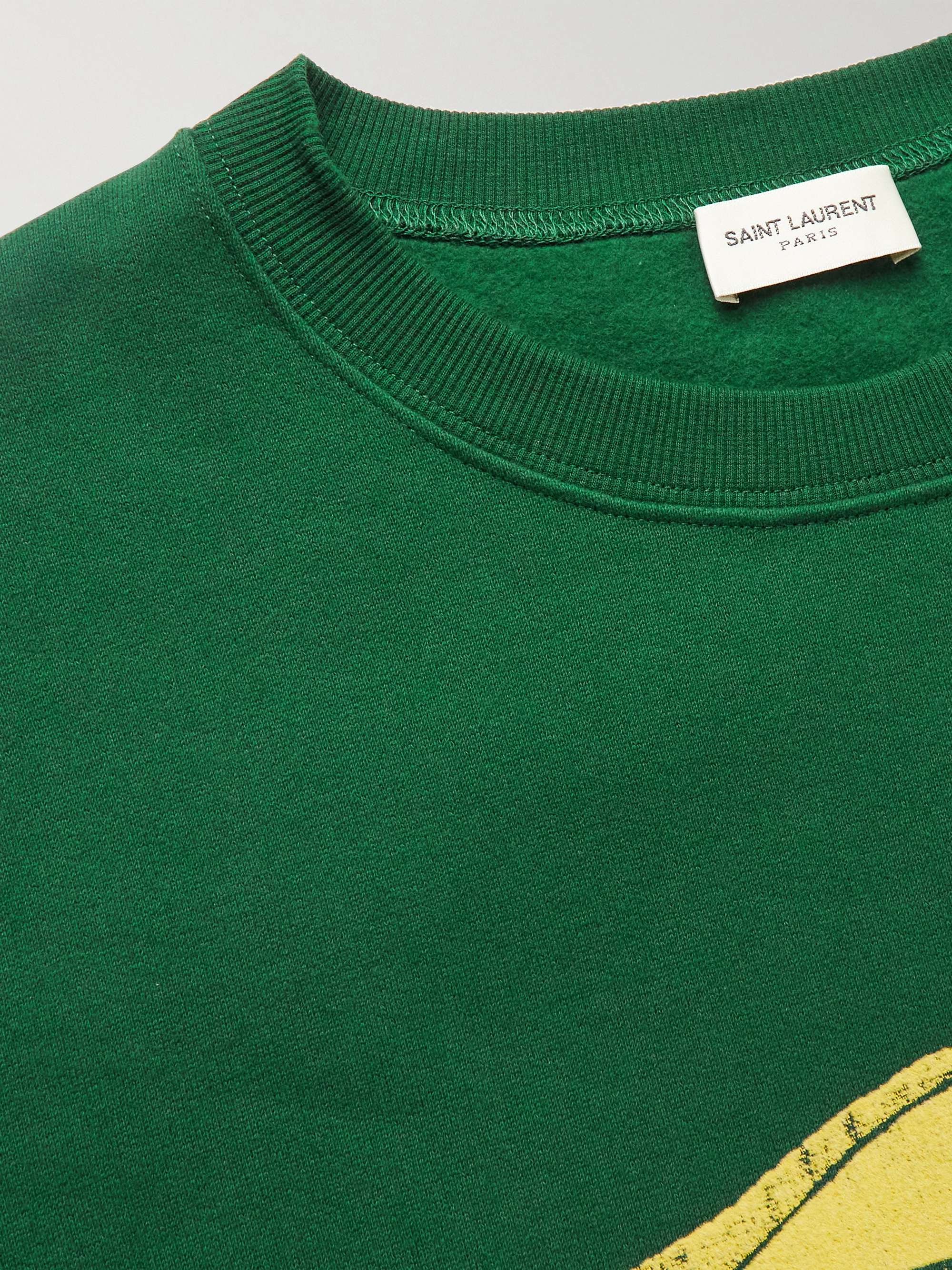 SAINT LAURENT Logo-Flocked Cotton-Jersey Sweatshirt