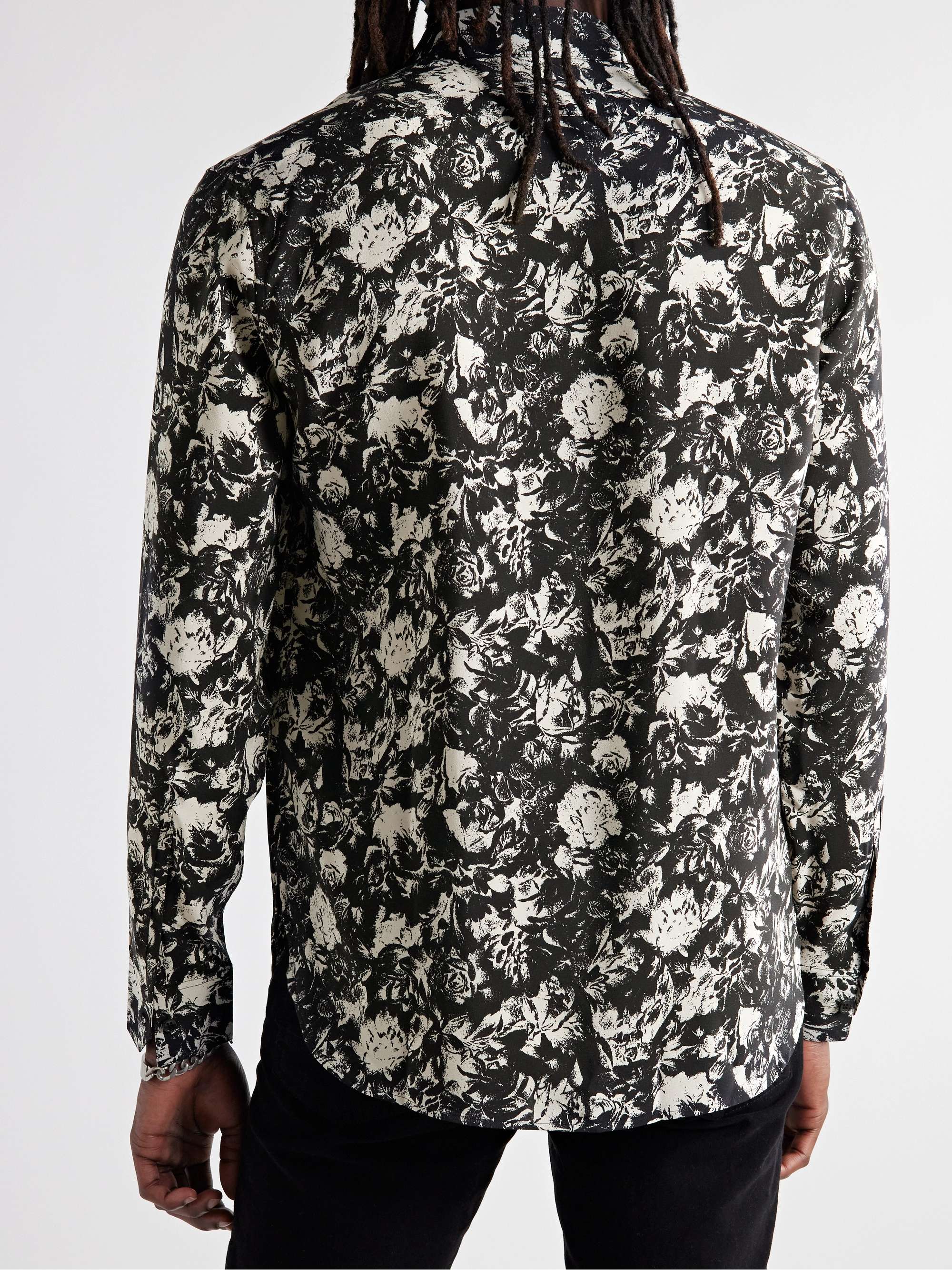 SAINT LAURENT Floral-Print Silk Crepe de Chine Shirt