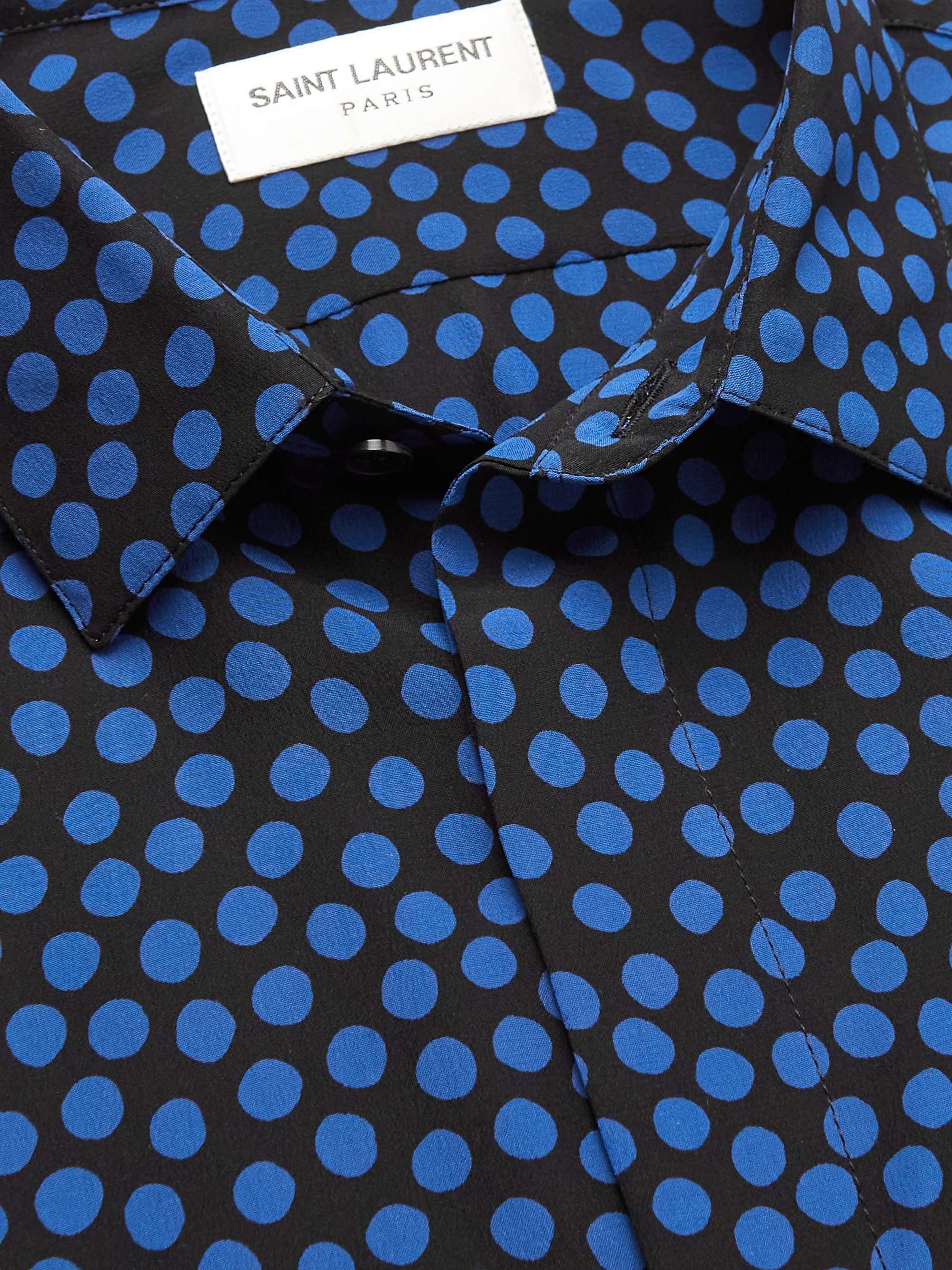 Polka-Dot Silk-Crepe de Chine Shirt
