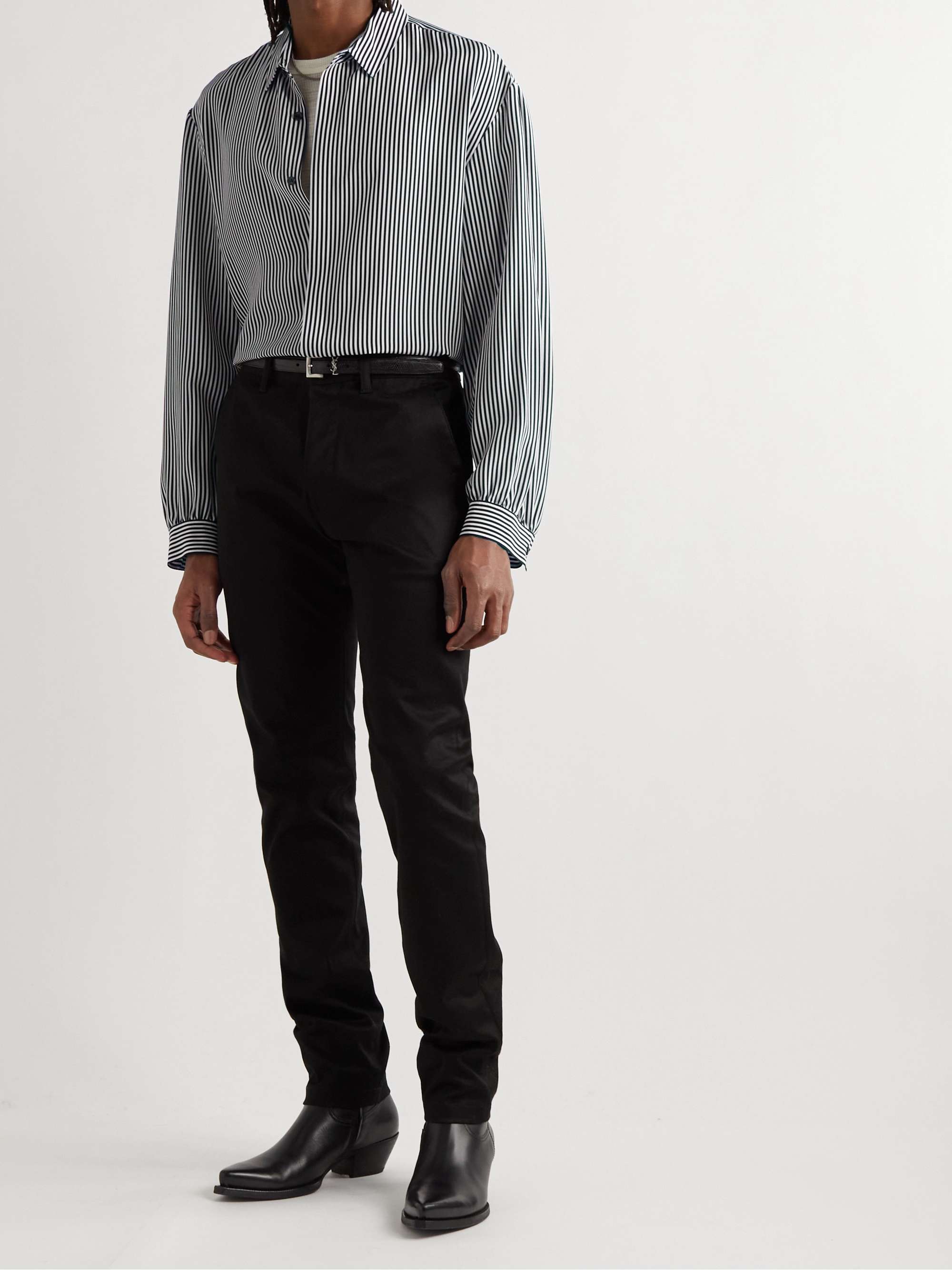 Saint Laurent Jacquard Silk Shirt in Black for Men Mens Clothing Shirts Casual shirts and button-up shirts 