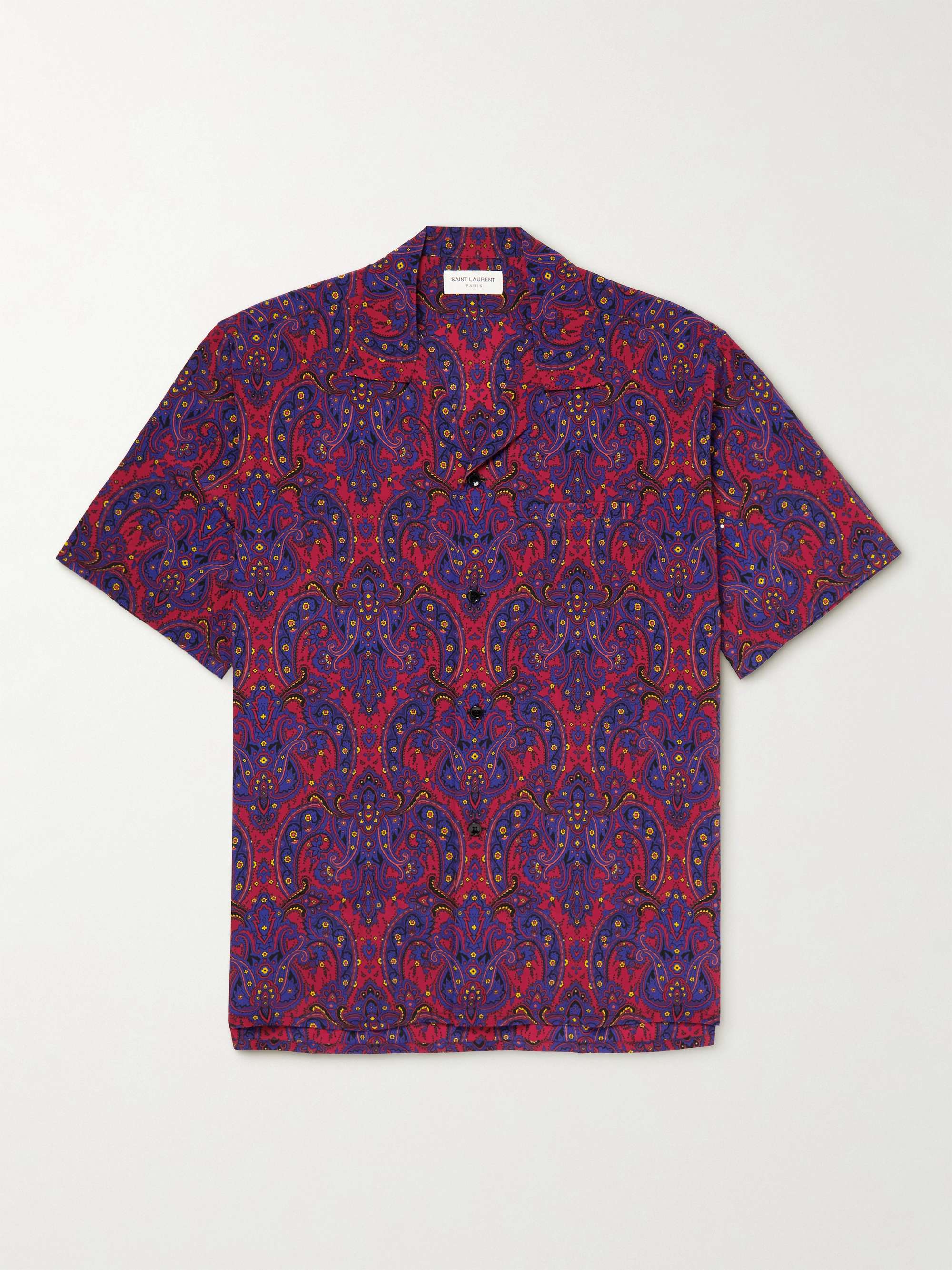 SAINT LAURENT Camp-Collar Paisley-Print Silk Shirt