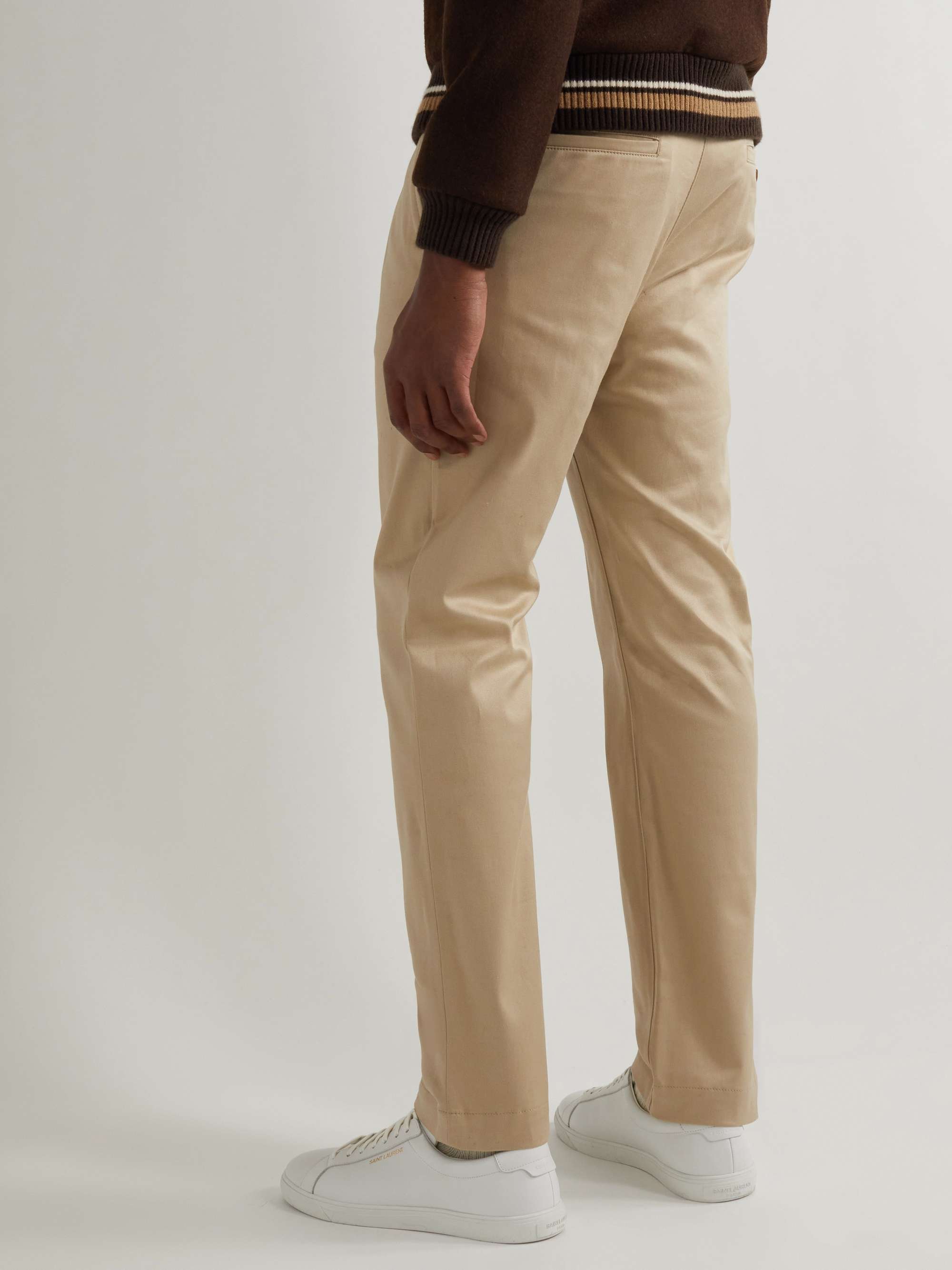 SAINT LAURENT Tapered Pleated Cotton-Blend Twill Chinos