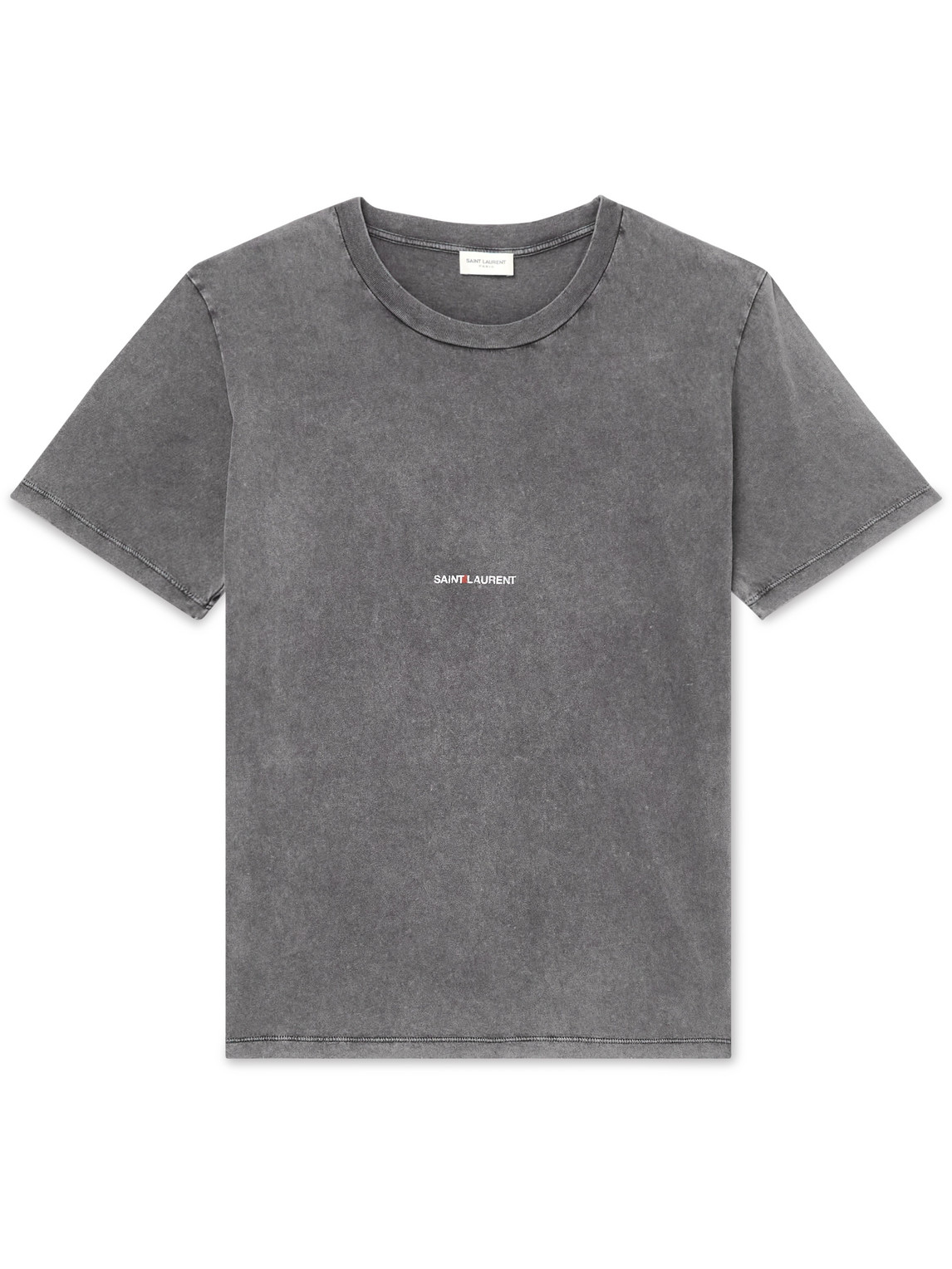 SAINT LAURENT Distressed Logo-Print Cotton-Jersey T-Shirt