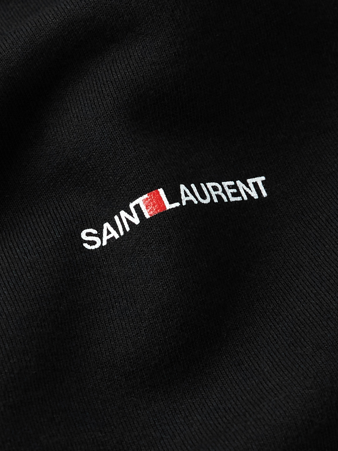 SAINT LAURENT Logo-Print Cotton-Jersey Hoodie | Smart Closet