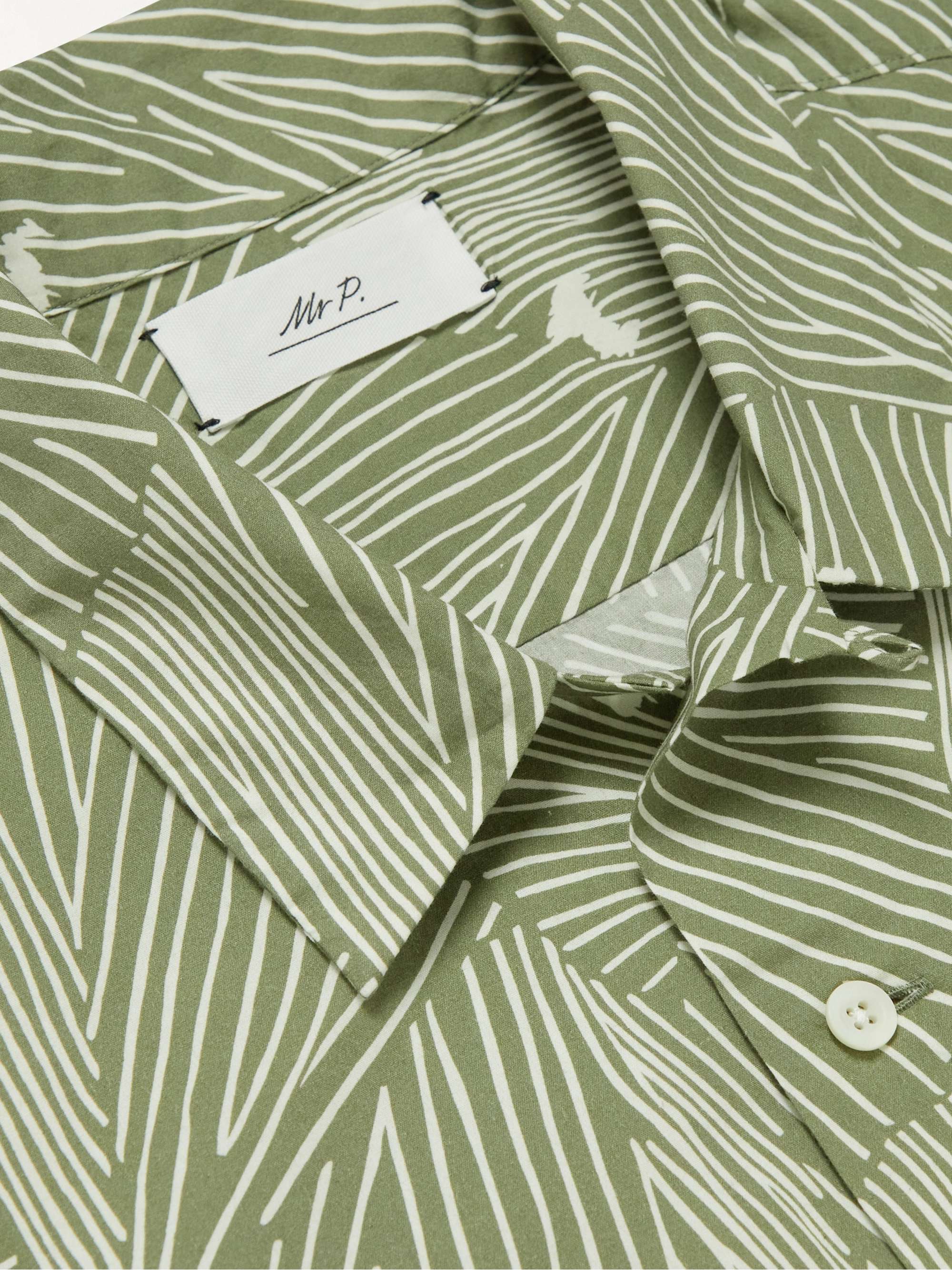 MR P. Convertible-Collar Printed Organic Cotton Shirt