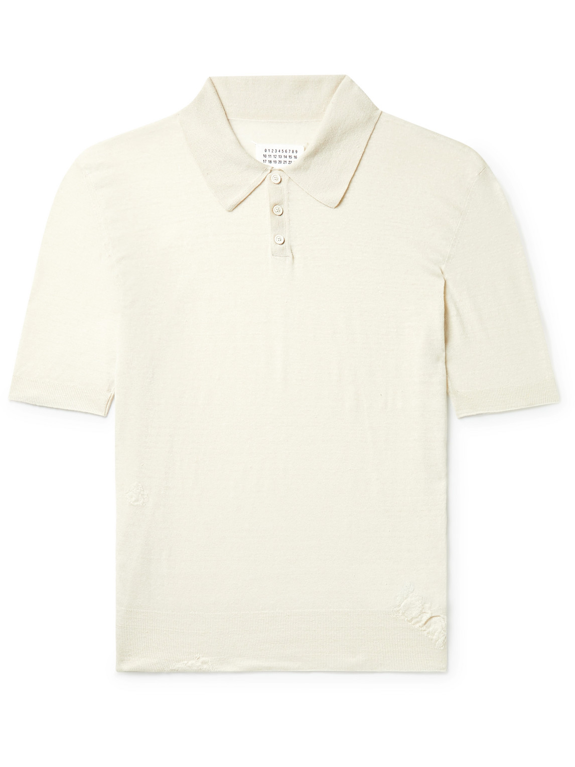 Distressed Linen-Blend Polo Shirt