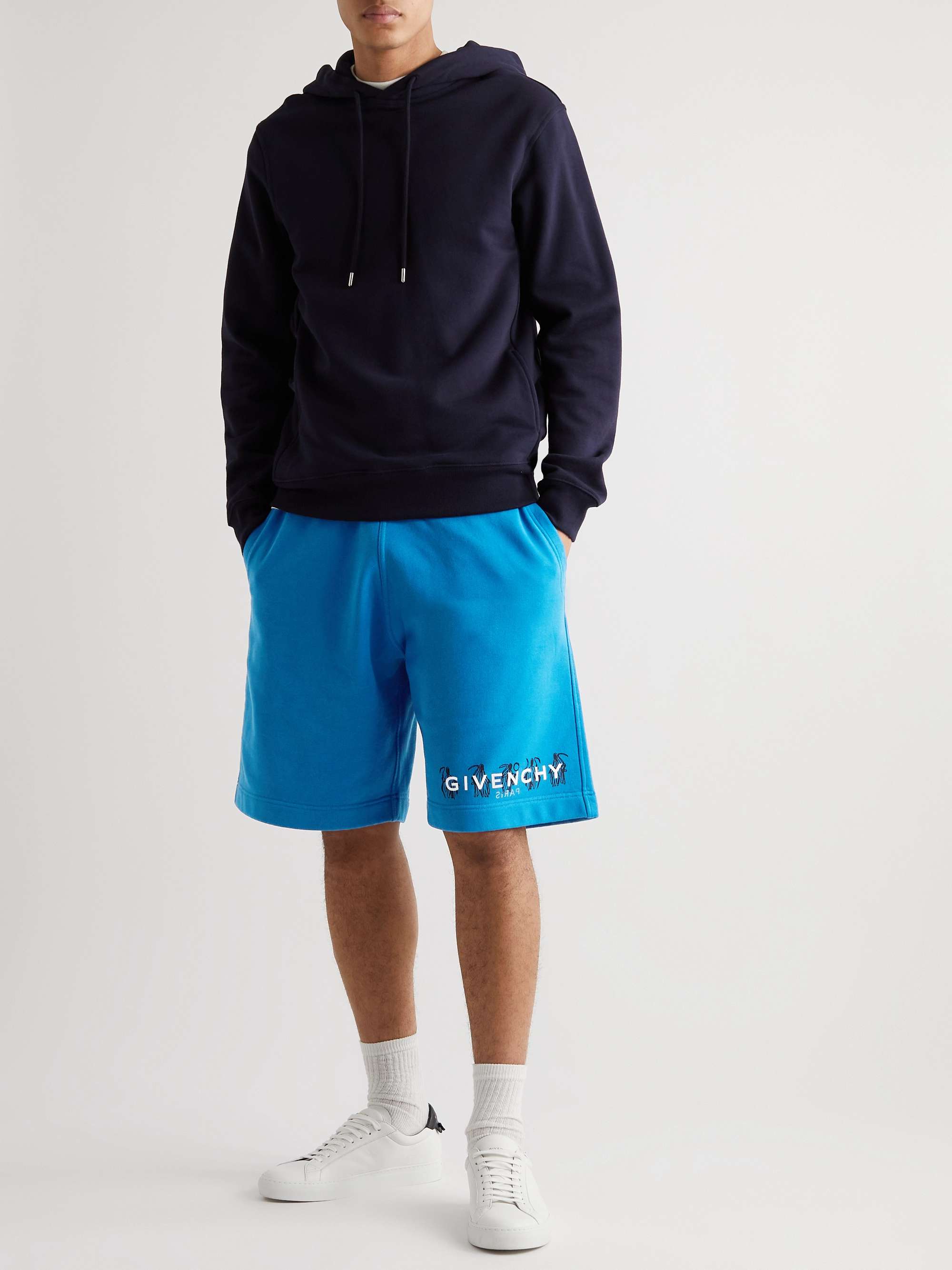 GIVENCHY + Josh Smith Wide-Leg Logo-Print Cotton-Jersey Shorts