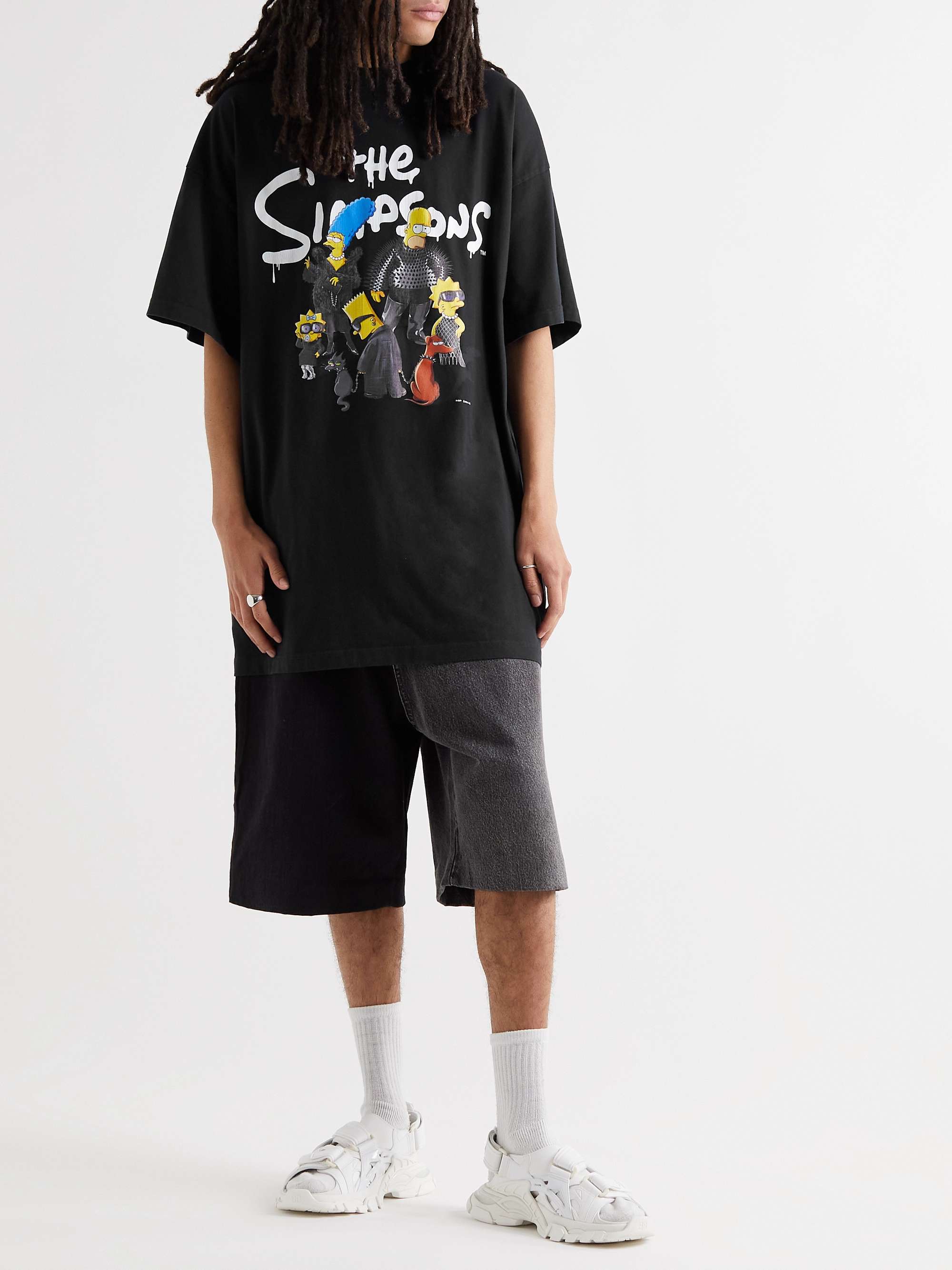 BALENCIAGA + The Simpsons Oversized Printed Cotton-Blend Jersey T-Shirt
