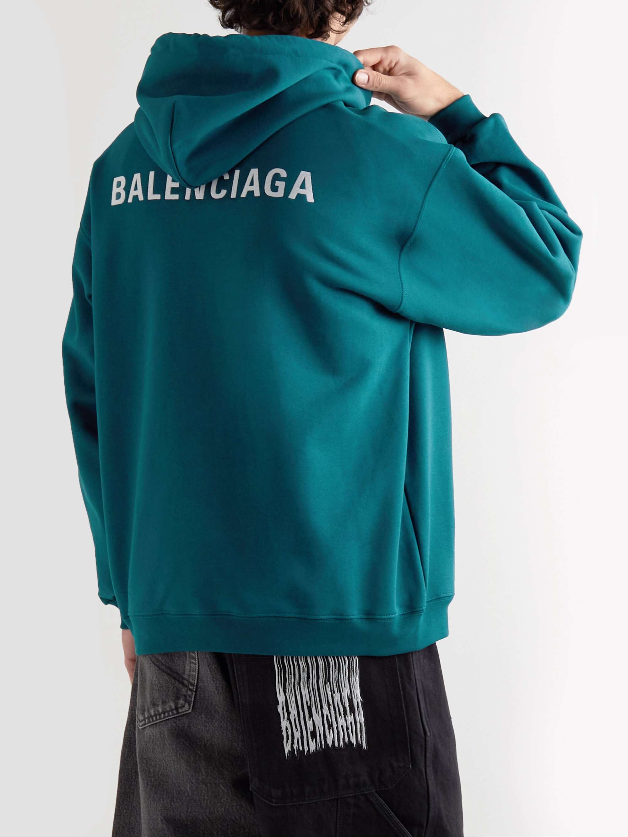 BALENCIAGA Logo-Embroidered Cotton-Jersey Hoodie