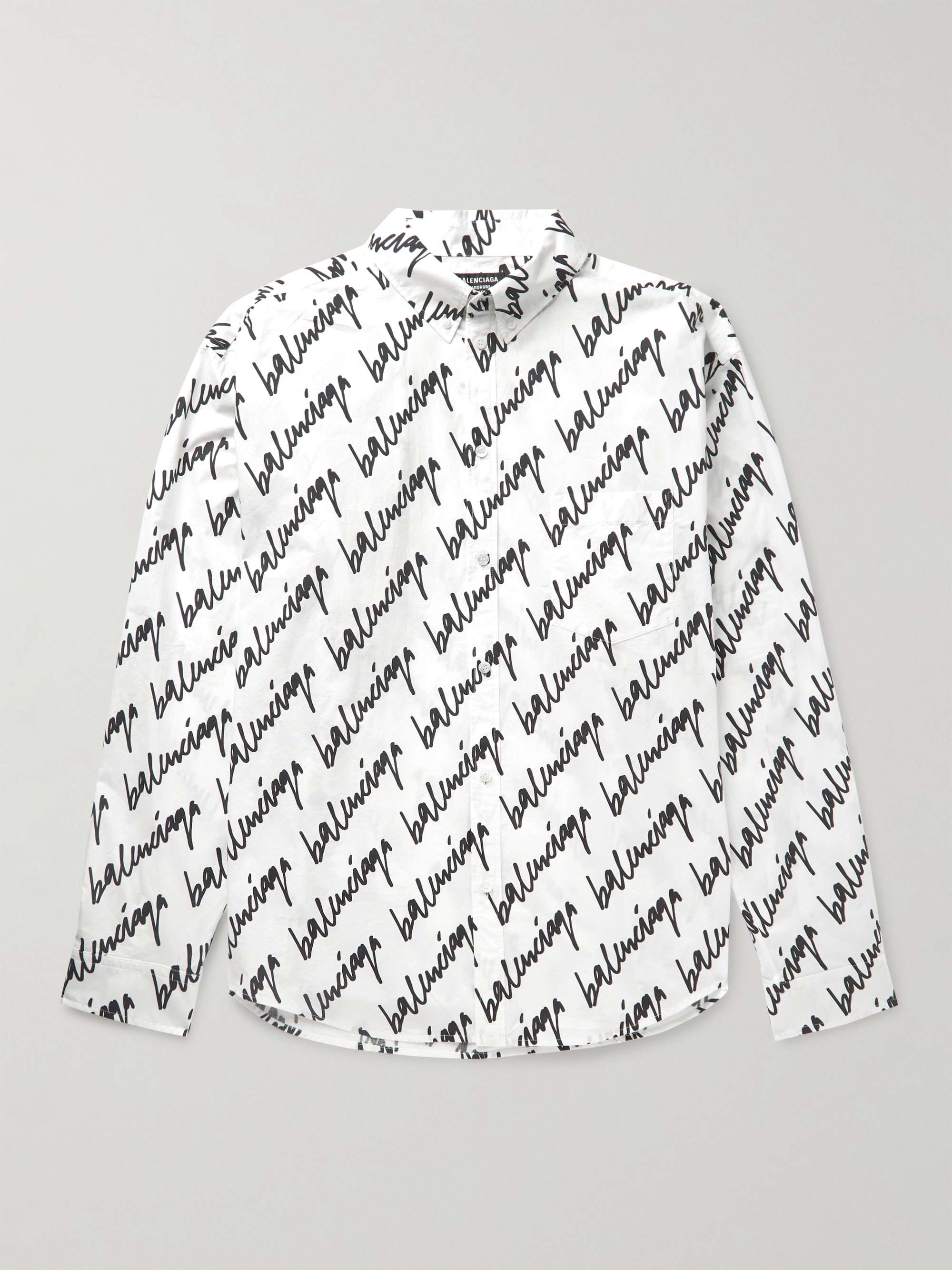 BALENCIAGA Logo-Print Cotton-Poplin Shirt