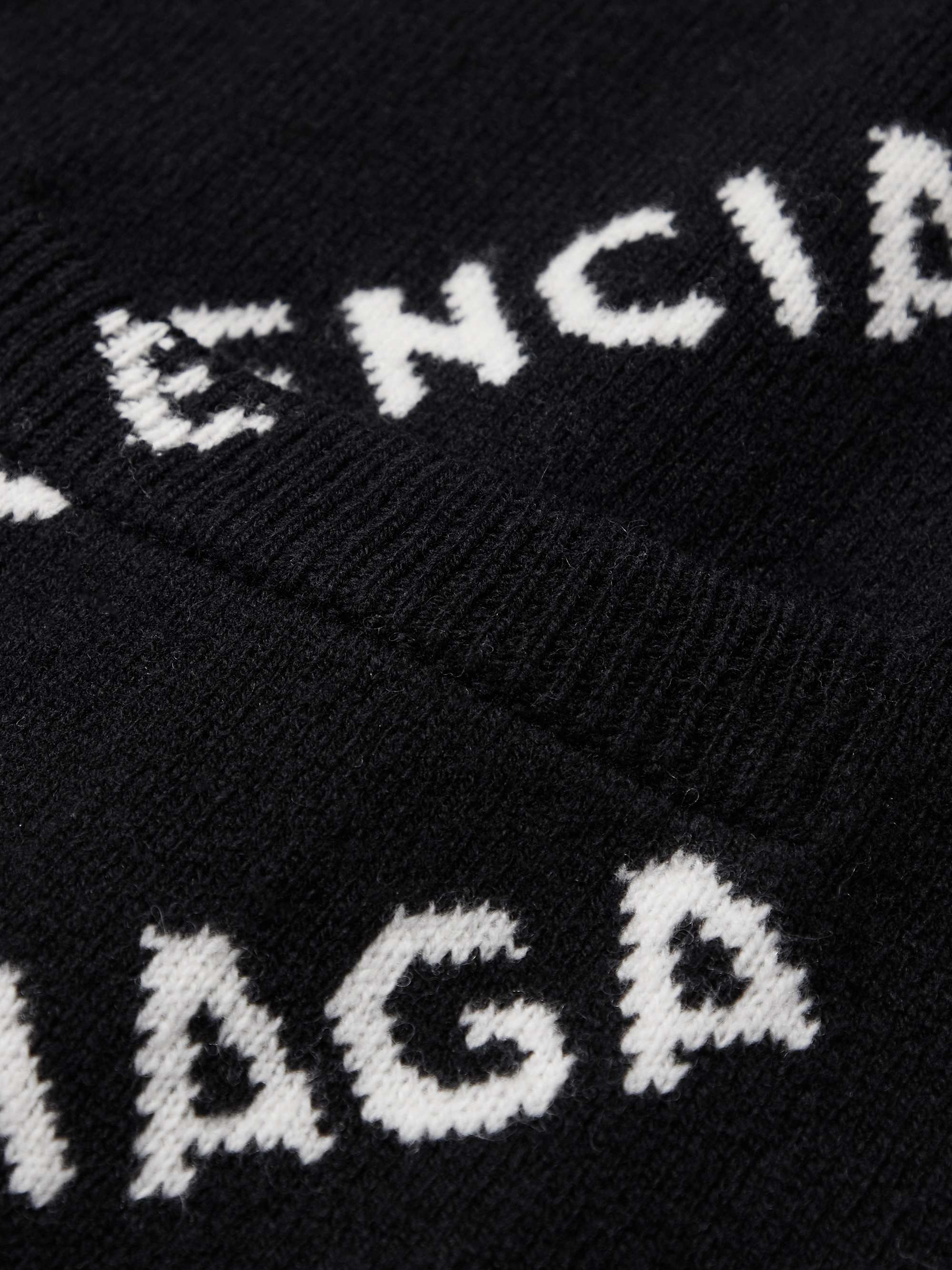 BALENCIAGA Logo-Intarsia Wool-Blend Cardigan