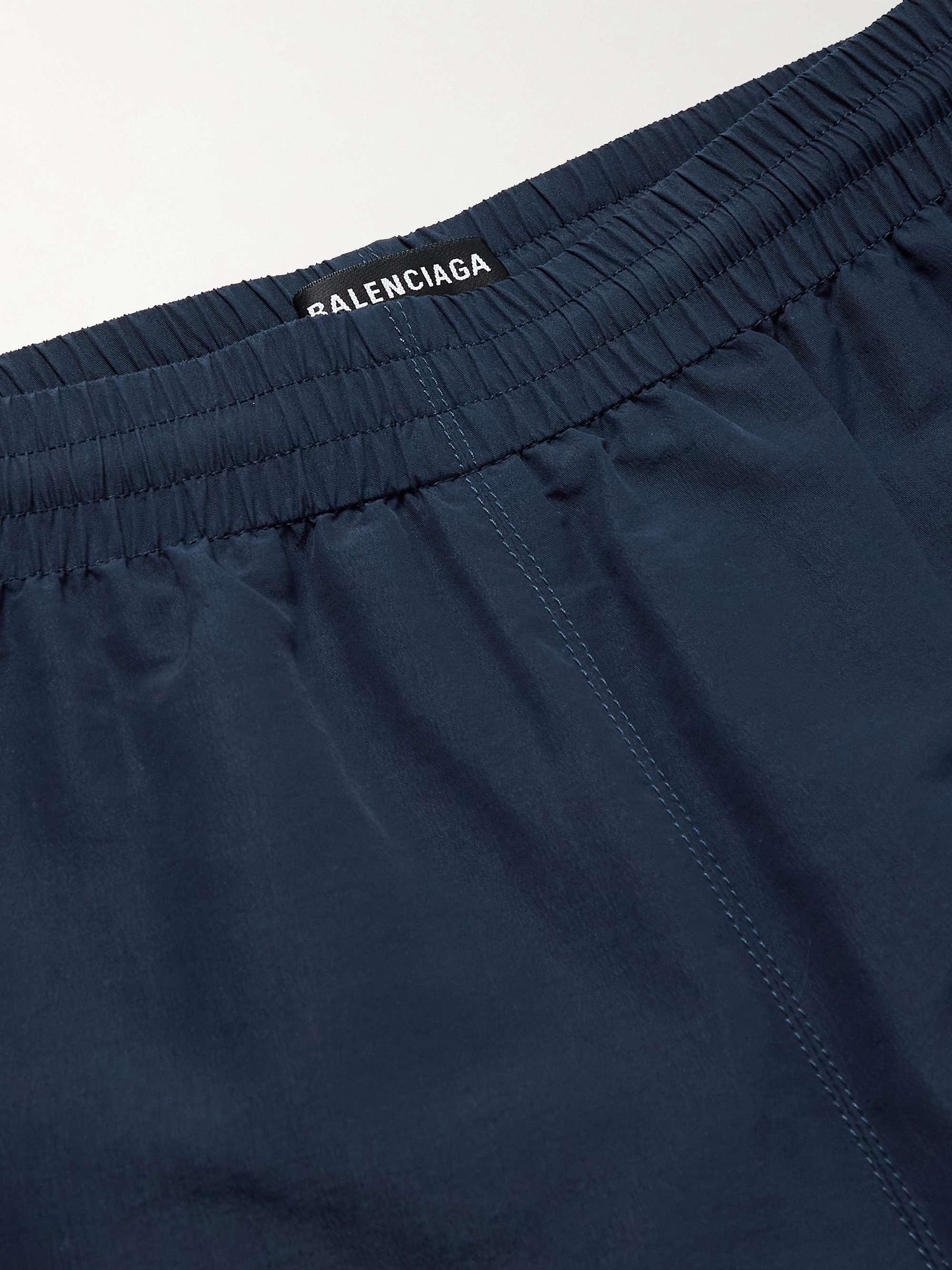 BALENCIAGA Slim-Fit Tapered Logo-Embroidered Striped Shell Sweatpants