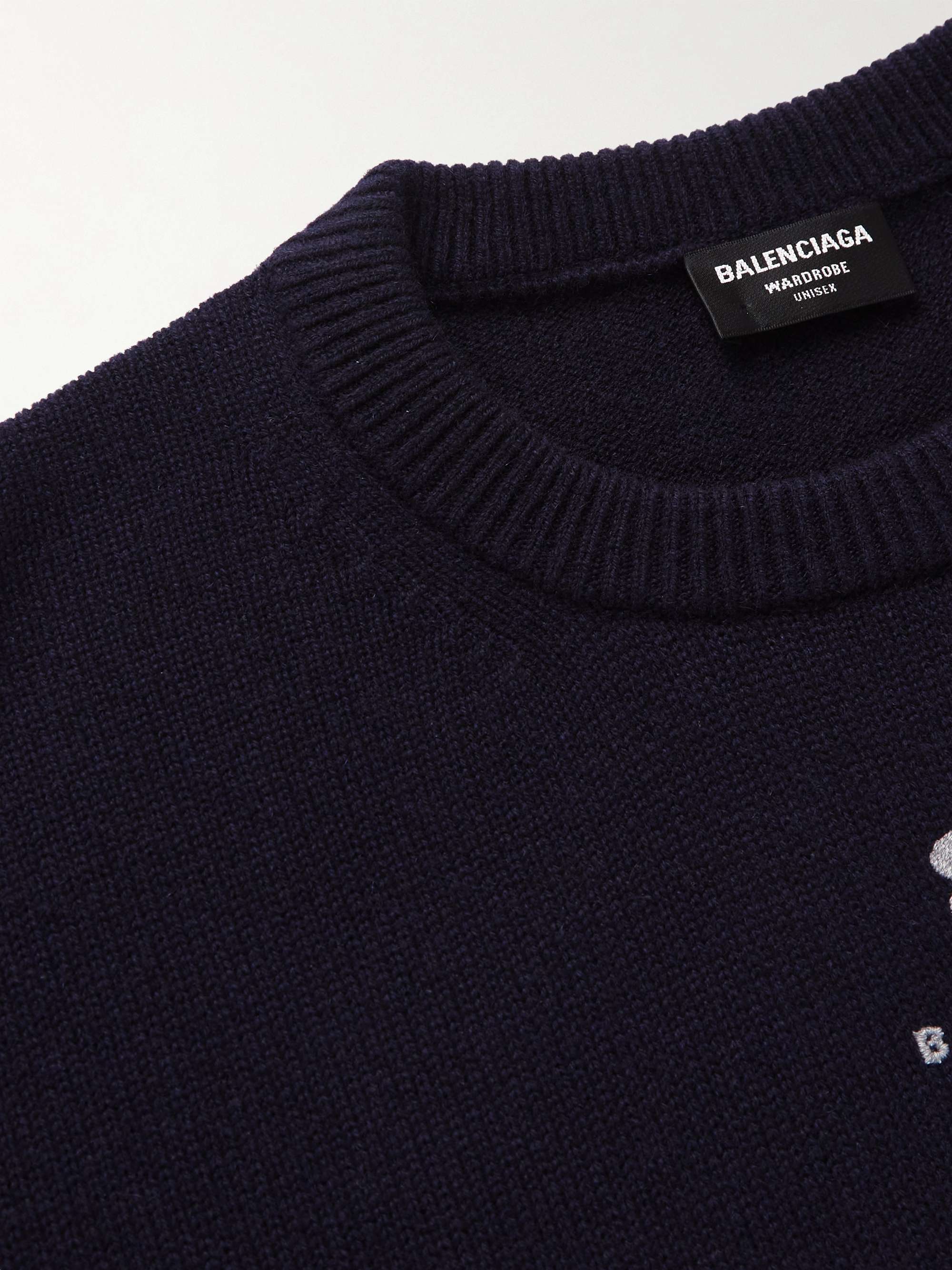 BALENCIAGA Logo-Embroidered Cashmere Sweater
