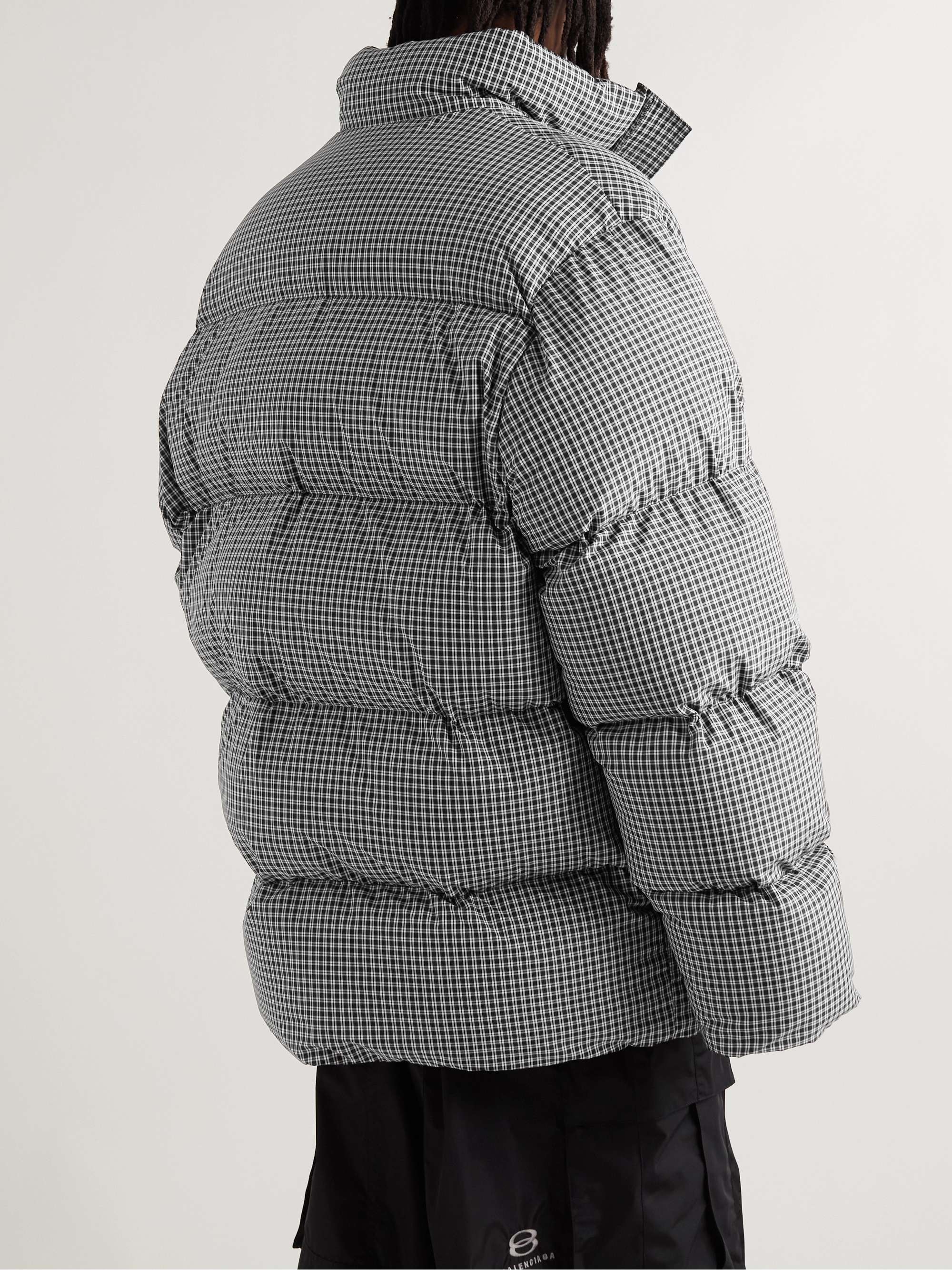 BALENCIAGA Oversized Logo-Embroidered Quilted Padded Checked Shell Jacket