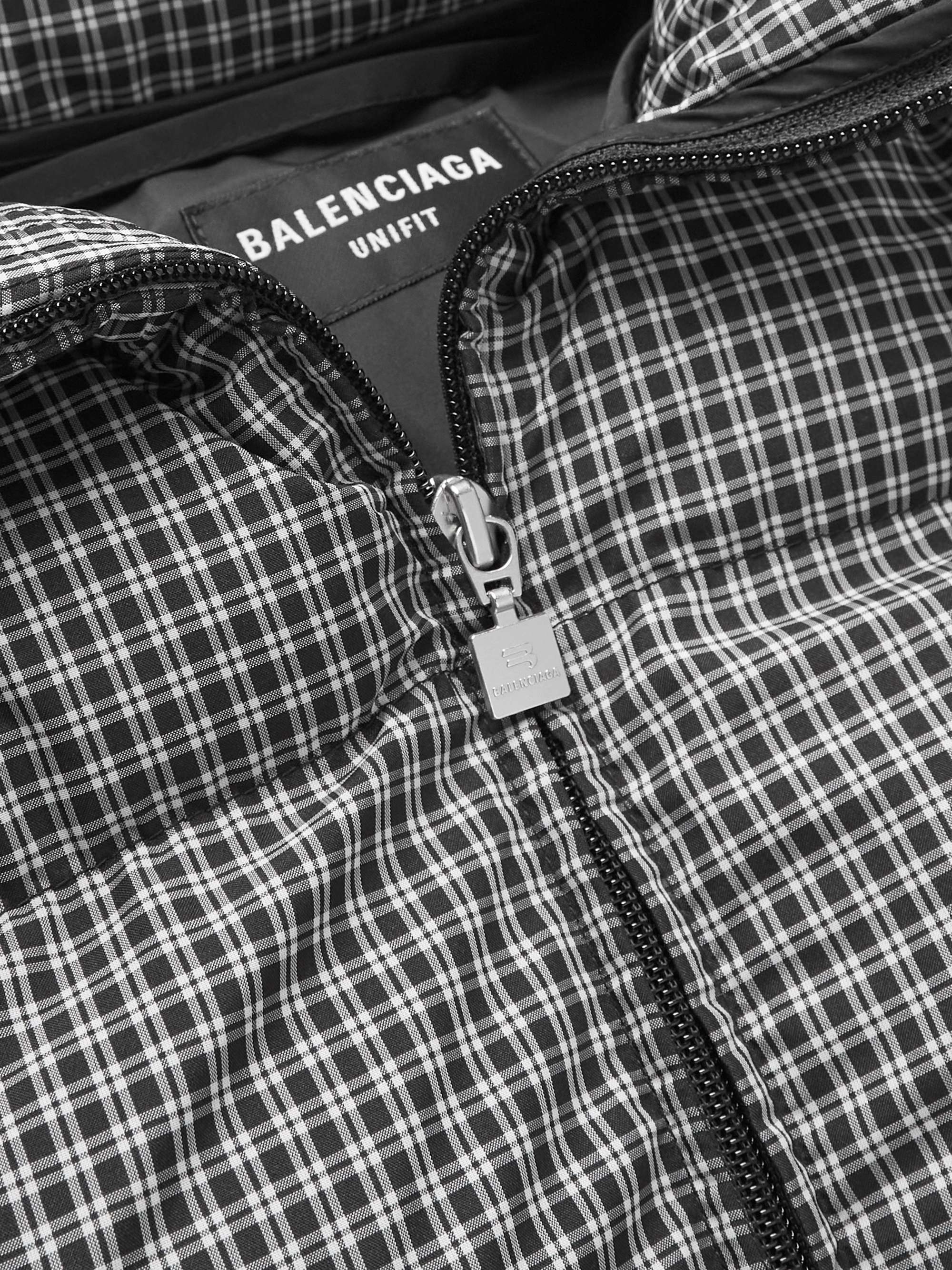 BALENCIAGA Oversized Logo-Embroidered Quilted Padded Checked Shell Jacket