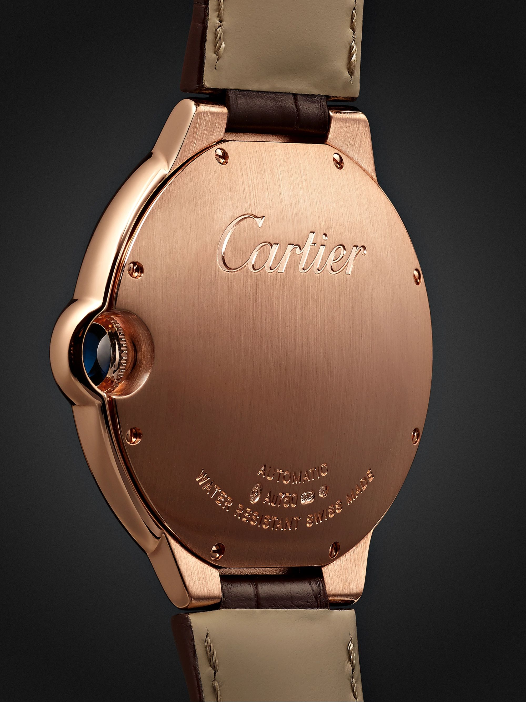 CARTIER Ballon Bleu de Cartier Automatic 42mm 18-Karat Pink Gold and Alligator Watch, Ref. No. CRWGBB0017