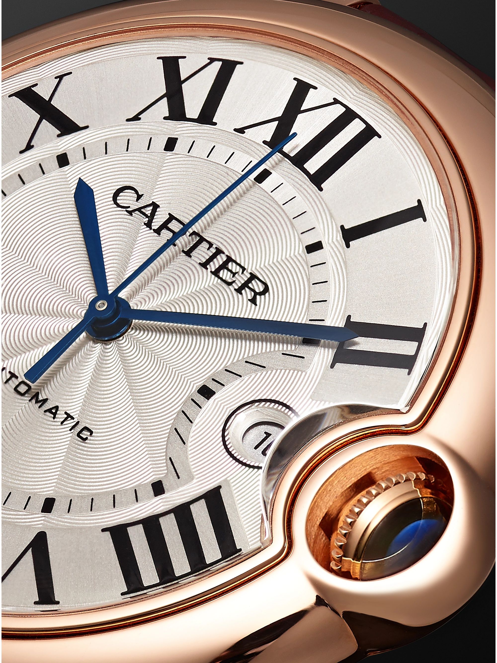 CARTIER Ballon Bleu de Cartier Automatic 42mm 18-Karat Pink Gold and Alligator Watch, Ref. No. CRWGBB0017