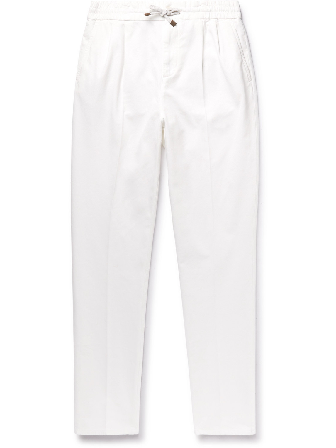 Brunello Cucinelli Straight-Leg Cotton-Gabardine Drawstring Trousers