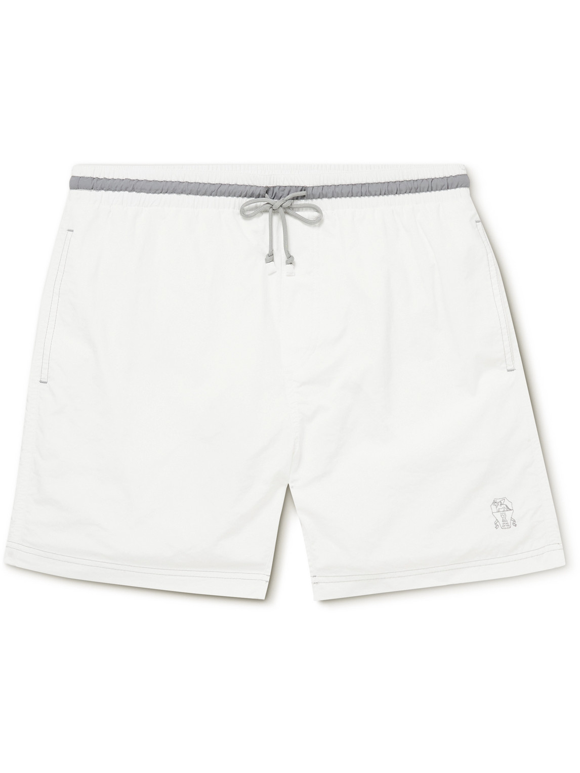 Straight-Leg Mid-Length Logo-Embroidered Swim Shorts