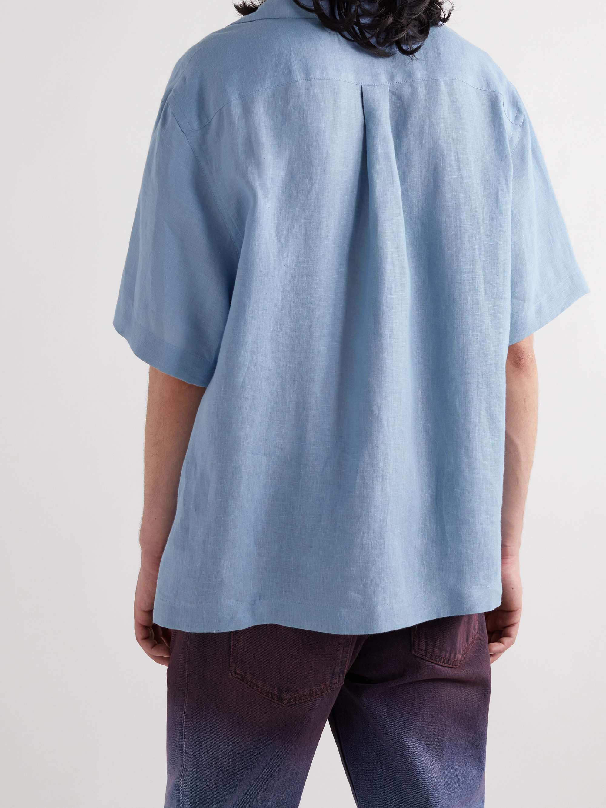 LOEWE + Paula's Ibiza Camp-Collar Logo-Embroidered Linen Shirt