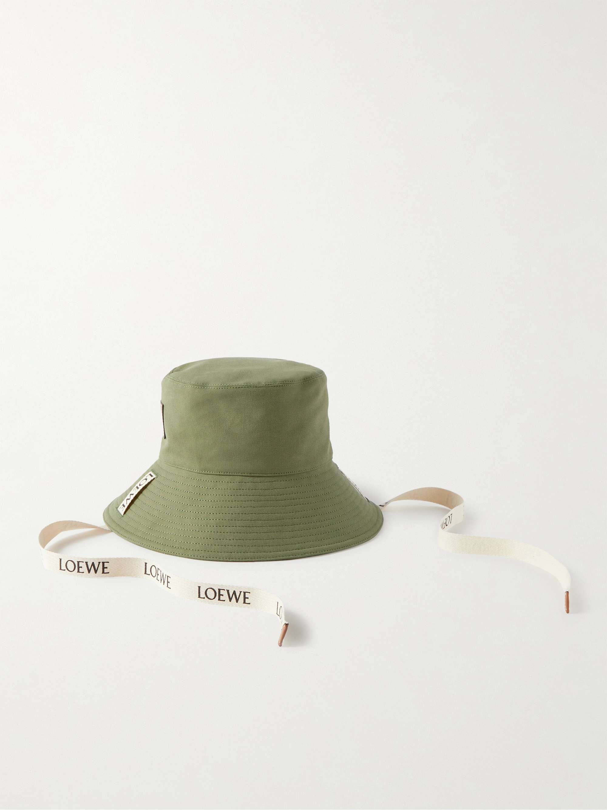 LOEWE + Paula's Ibiza Leather-Trimmed Cotton-Canvas Bucket Hat