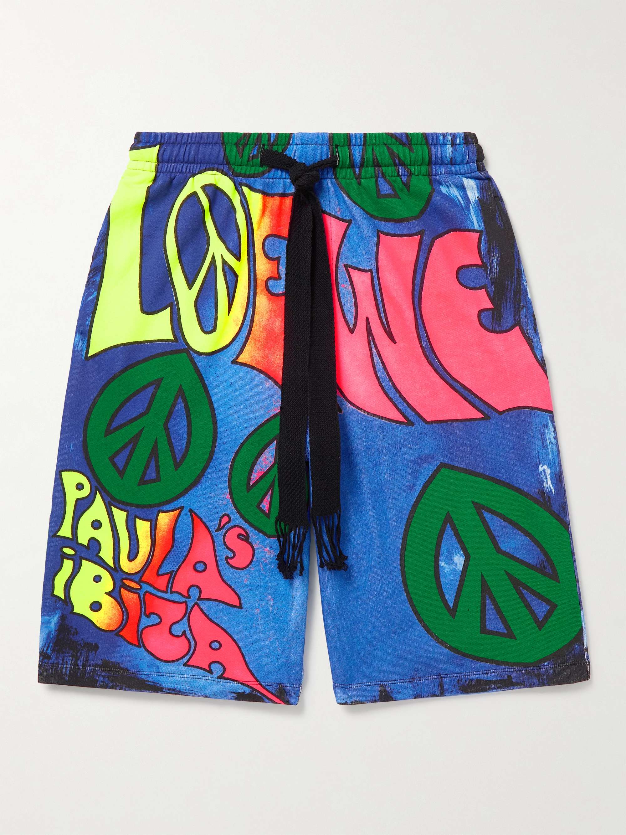 LOEWE + Paula's Ibiza Wide-Leg Printed Silk-Twill Drawstring Shorts