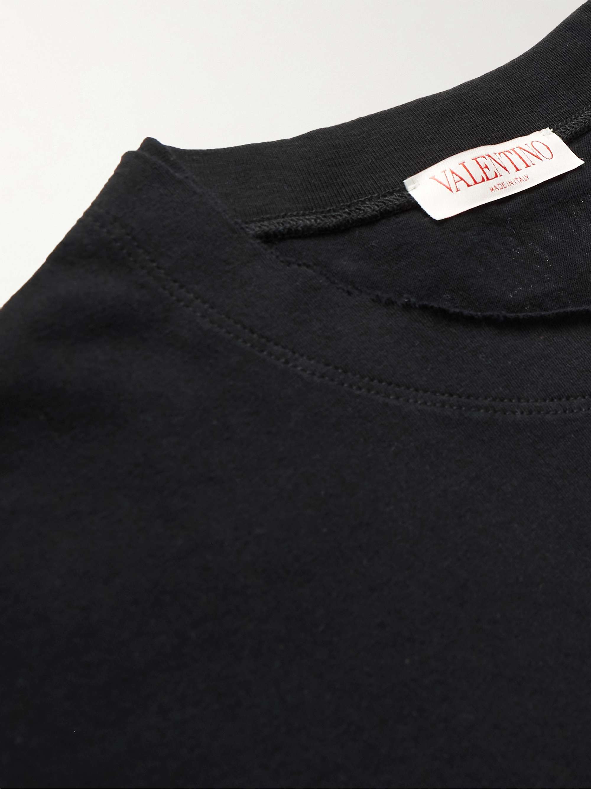 VALENTINO Distressed Logo-Print Cotton-Jersey T-Shirt