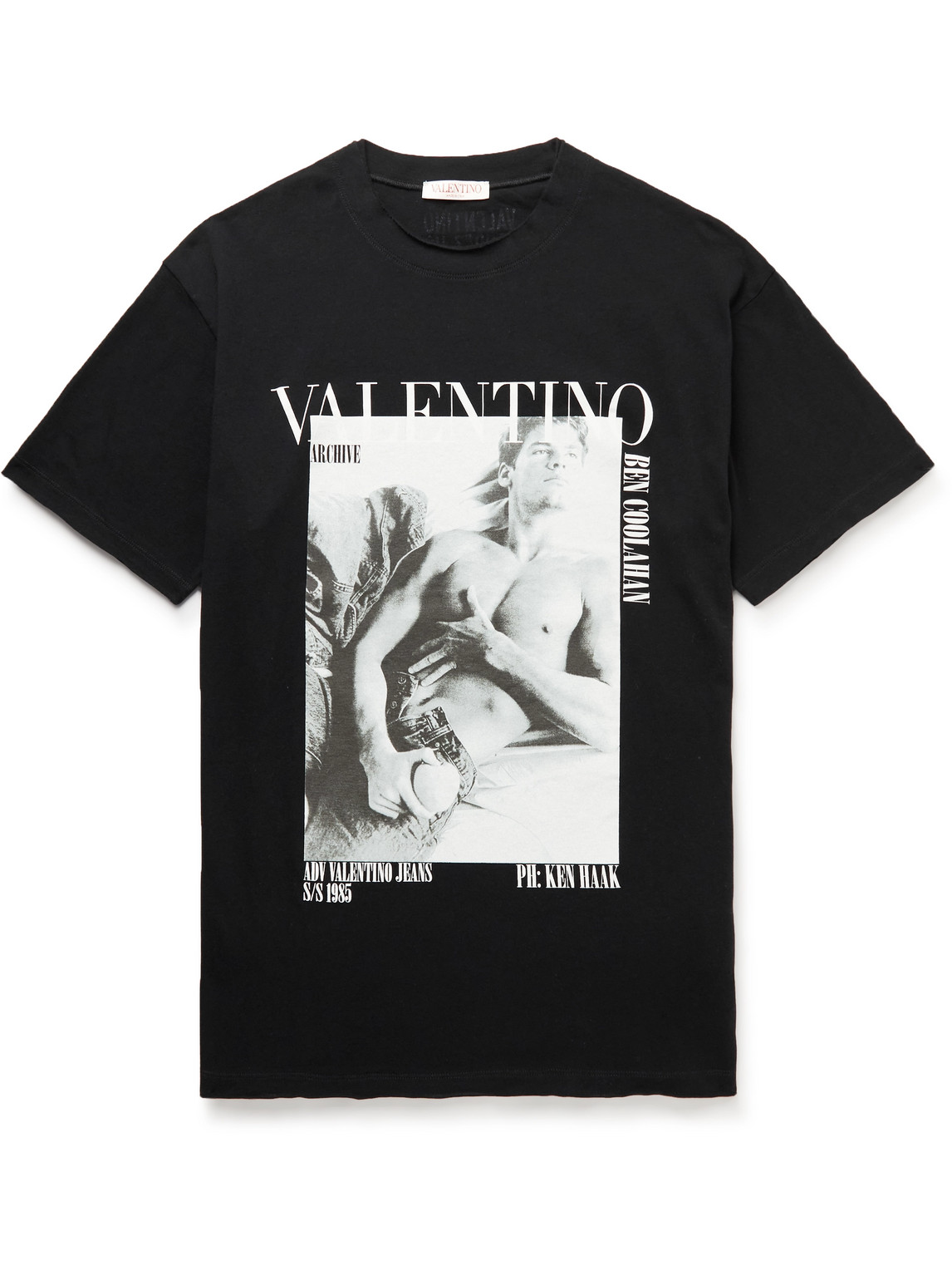 Valentino Cotton Crewneck T-shirt, Regular Fit, Archive Print In Black