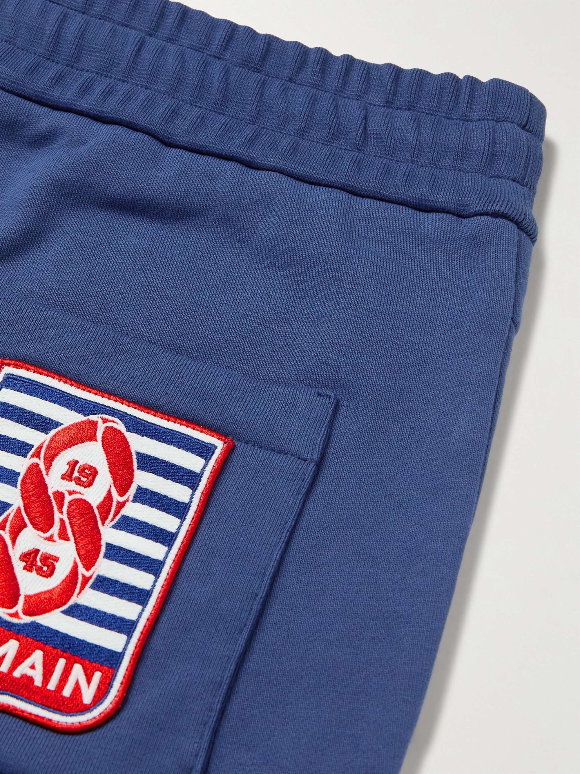 BALMAIN Tapered Logo-Appliquéd Panelled Cotton-Jersey Sweatpants