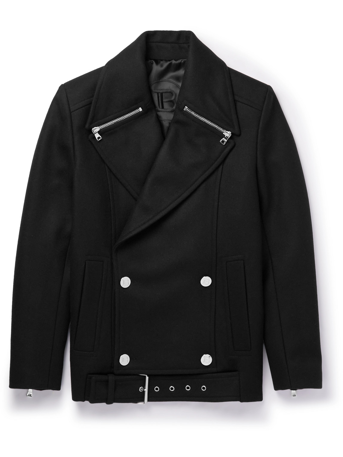Belted Wool-Blend Peacoat