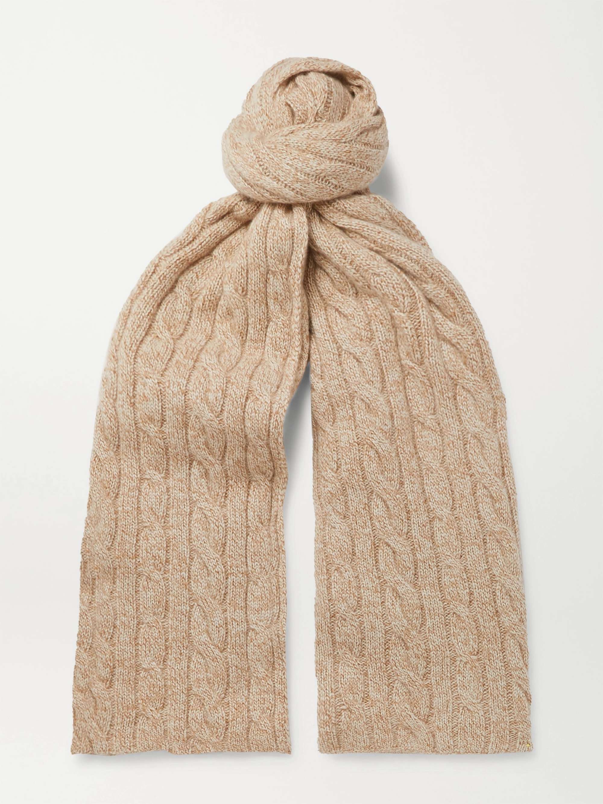 LORO PIANA Cable-Knit Mélange Baby Cashmere Scarf