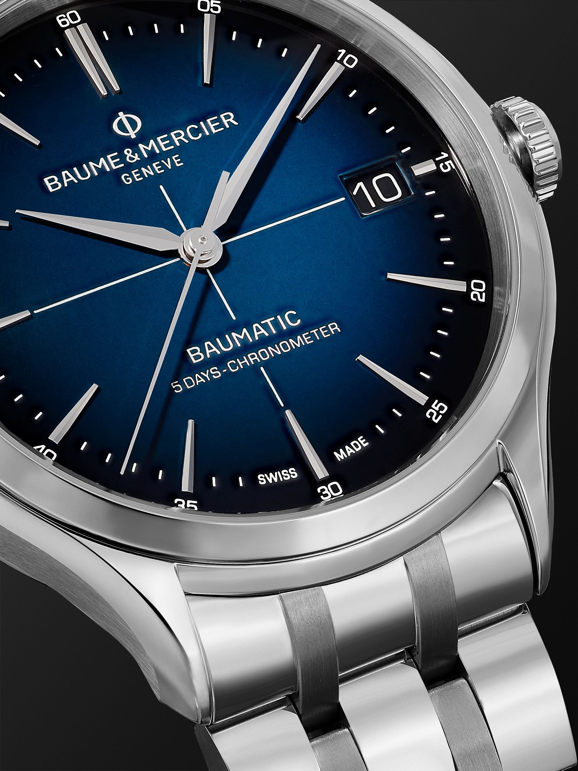 BAUME & MERCIER Clifton Baumatic Automatic Chronometer 40mm Stainless Steel Watch, Ref. No. M0A10468