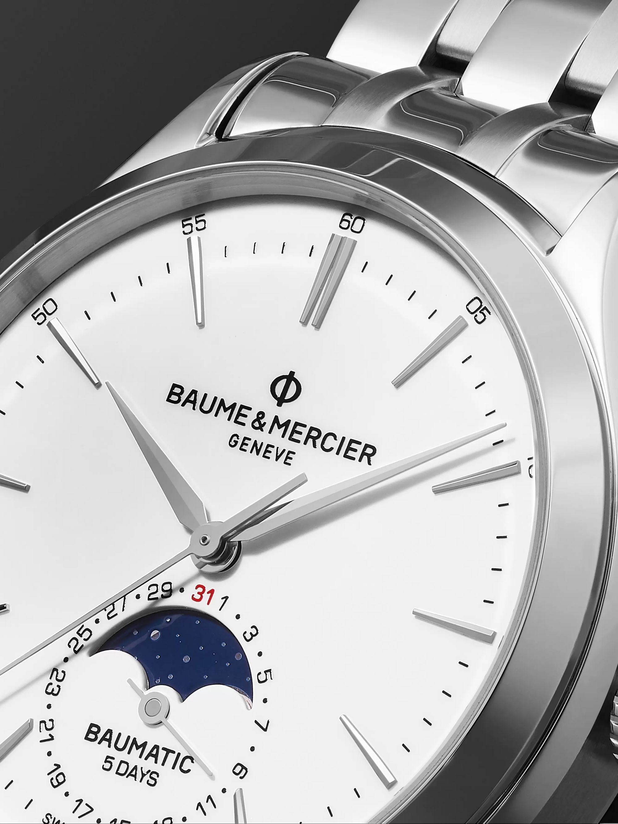 BAUME & MERCIER Clifton Baumatic Automatic Moon-Phase 42mm Stainless Steel Watch, Ref. No. M0A10552