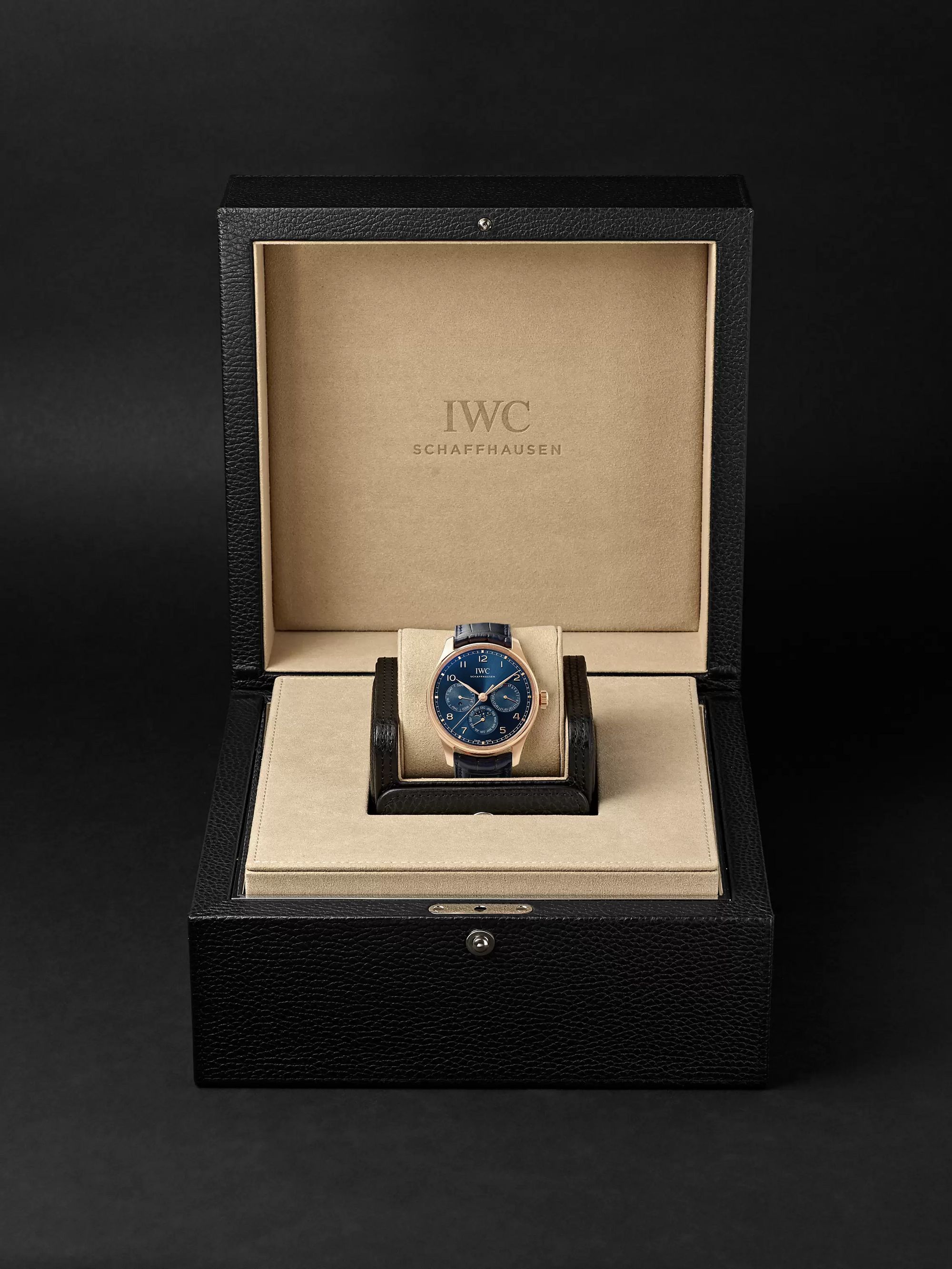 IWC SCHAFFHAUSEN Portugieser Perpetual Calendar Boutique Edition Automatic 42.4mm 18-Karat Red Gold and Alligator Watch, Ref. No. IW344205