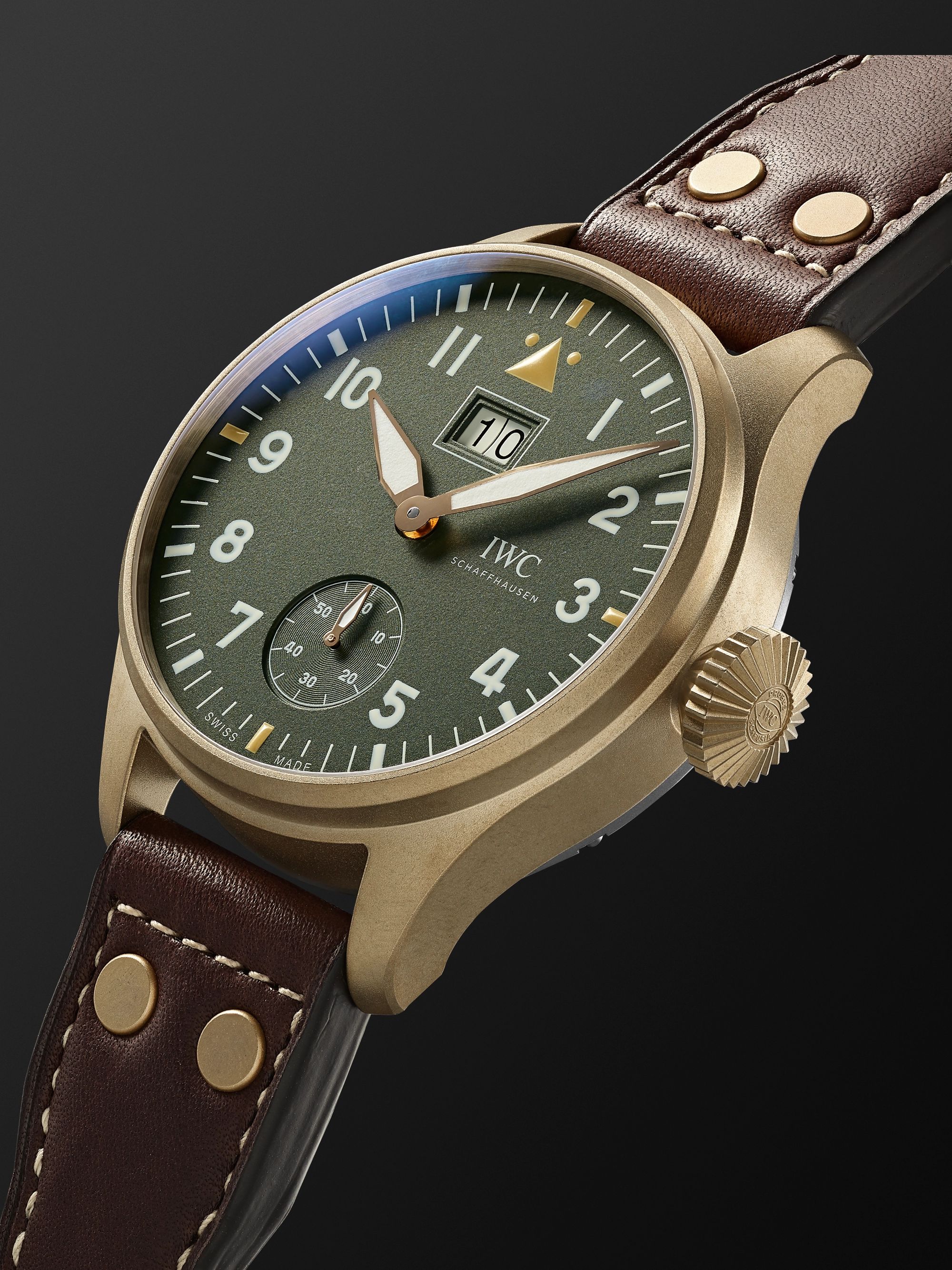 IWC SCHAFFHAUSEN Big Pilot's Big Date Spitfire ‘Mission Accomplished’ Limited Edition Hand-Wound 46.2mm Bronze and Leather Watch, Ref. No. IW510506