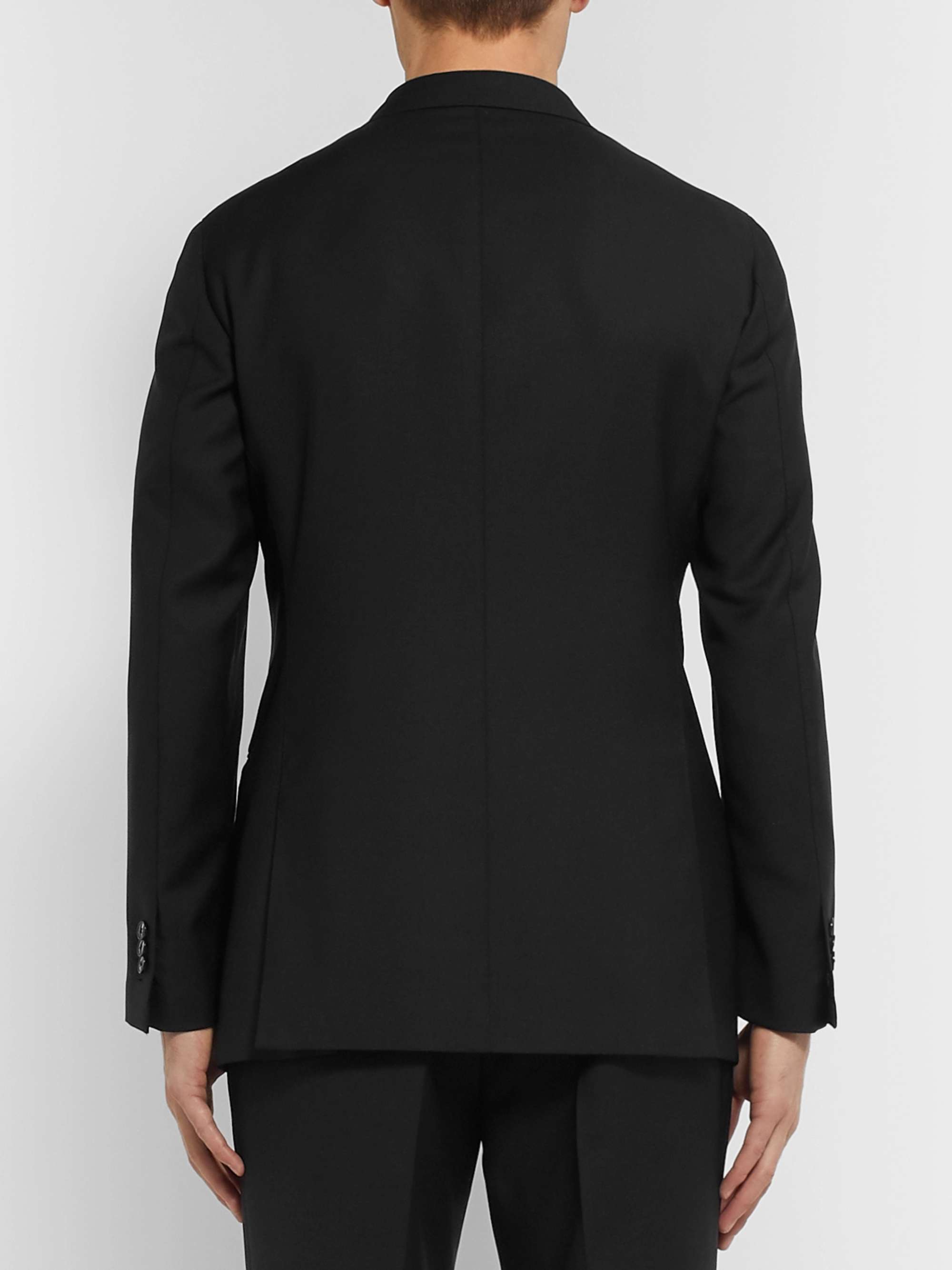SAMAN AMEL Black Wool and Mohair-Blend Tuxedo Jacket