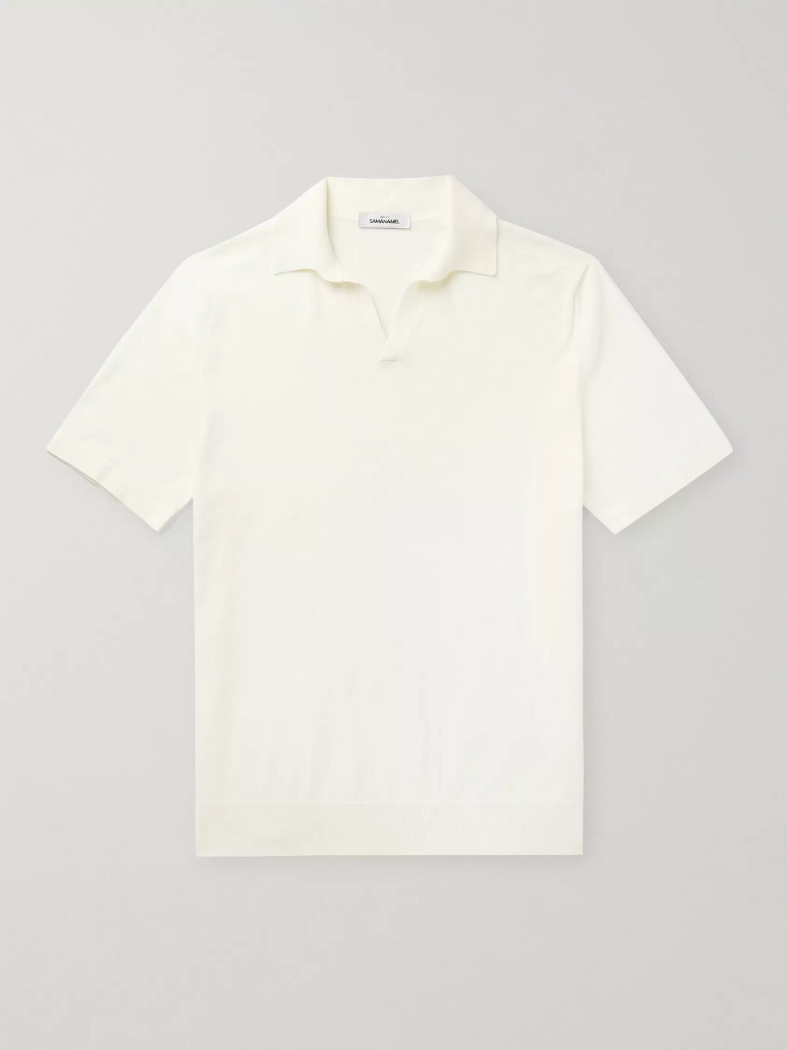 Saman Amel Slim-fit Cotton Polo Shirt In Neutrals