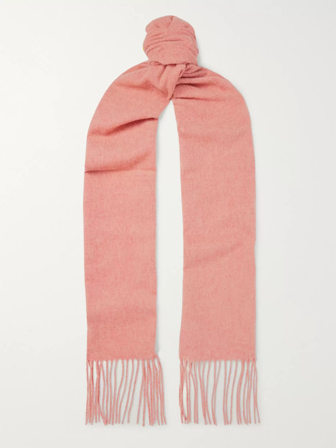 Acne Studios Canada Skinny Fringed Mélange Wool Scarf In Pink