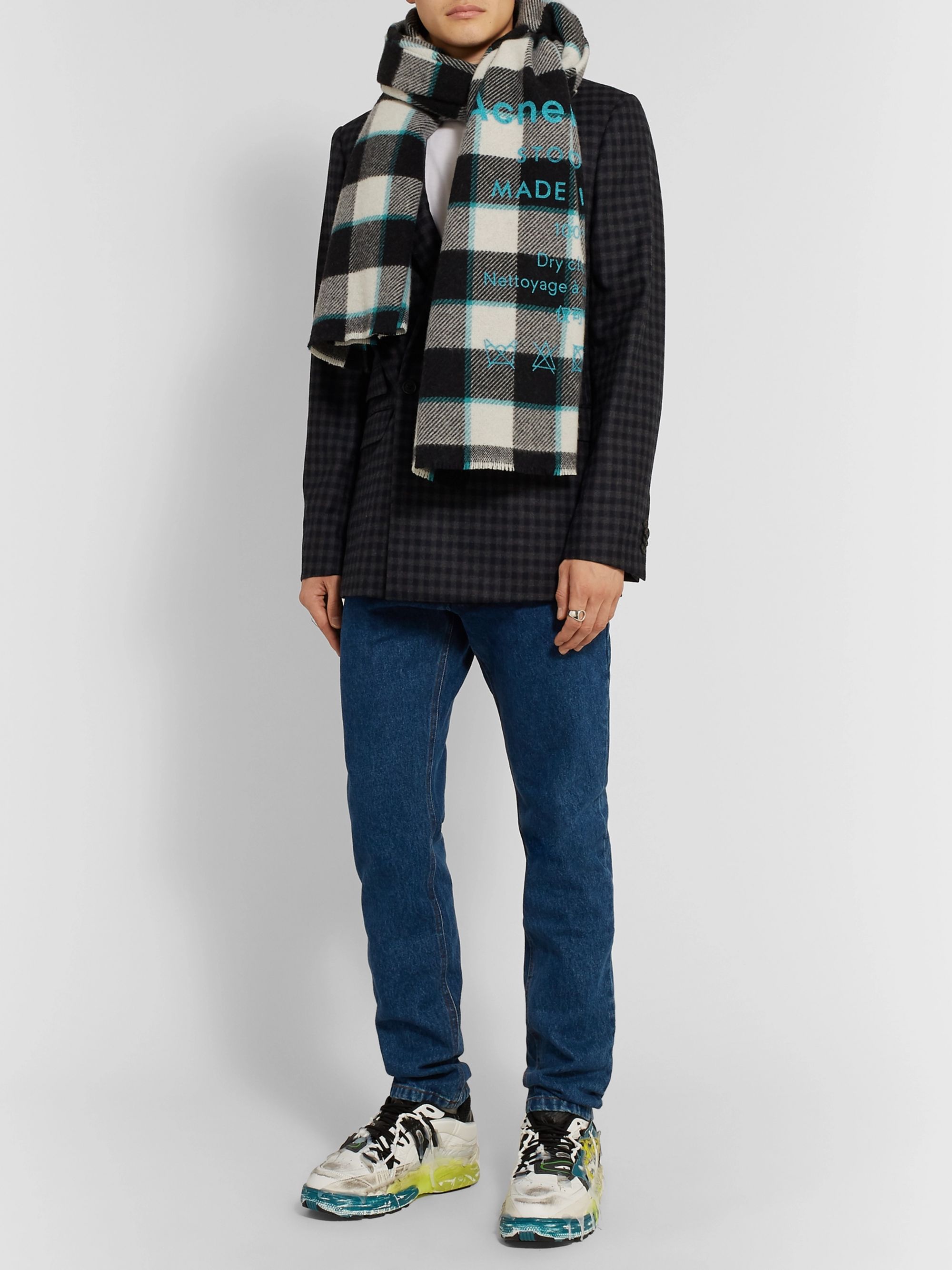 Acne Studios Checked Logo Scarf Factory Sale, 60% OFF | www 