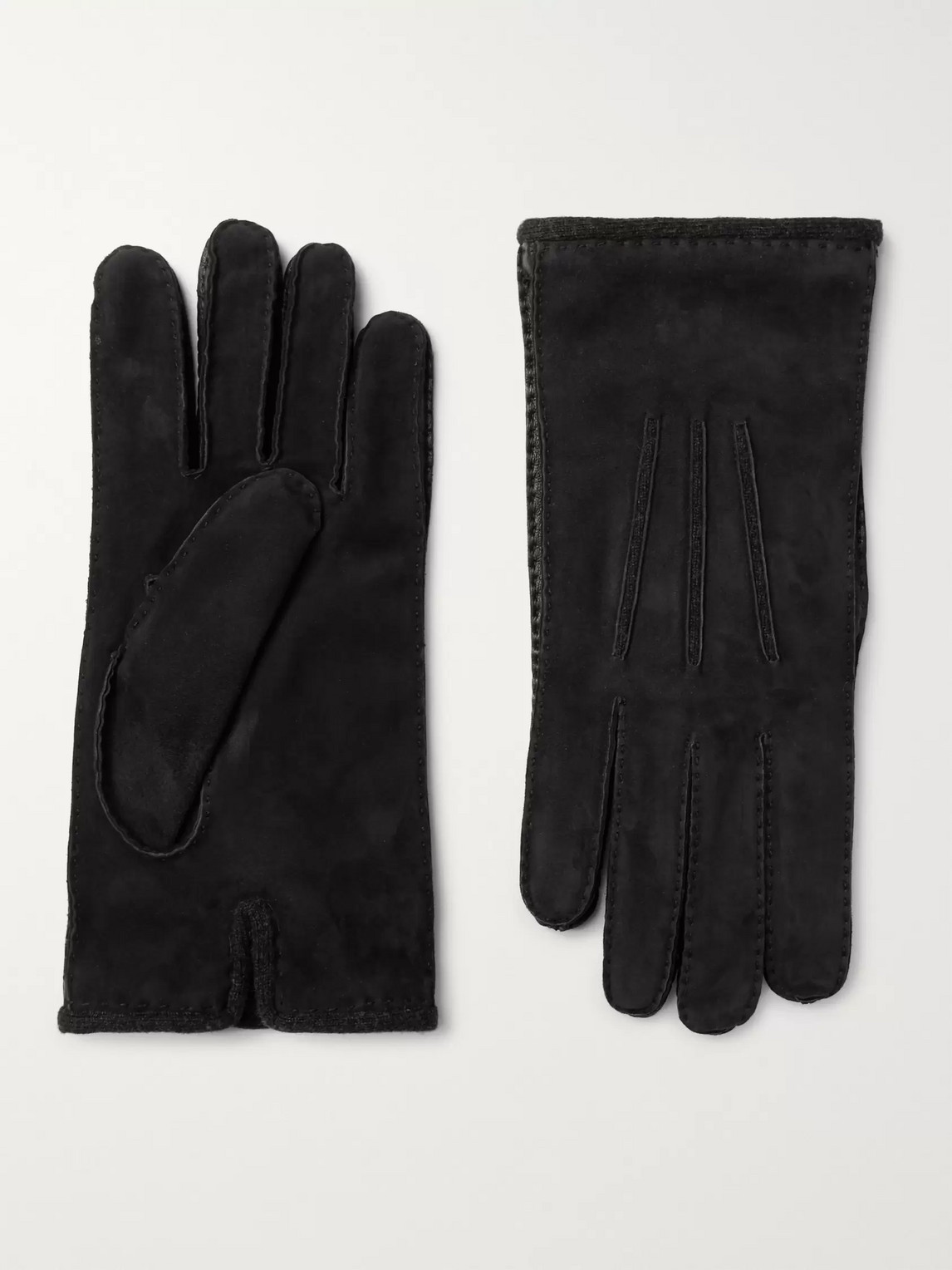 LORO PIANA DAMON BABY CASHMERE-LINED SUEDE GLOVES