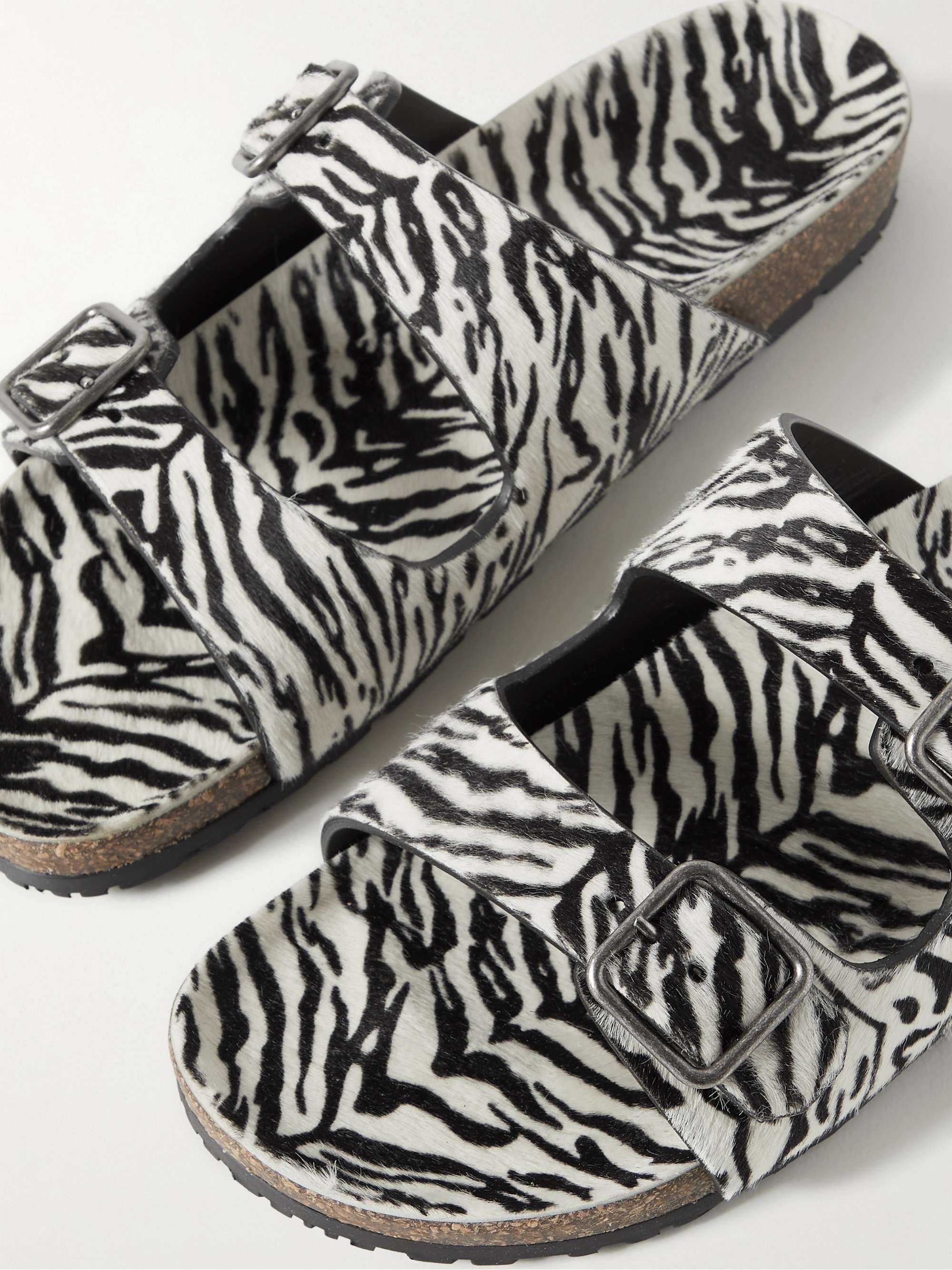 SAINT LAURENT Jimmy Zebra-Print Calf Hair Sandals