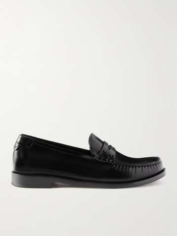 Mens Shoes Slip-on shoes Slippers Saint Laurent Black Leather Slippers for Men 