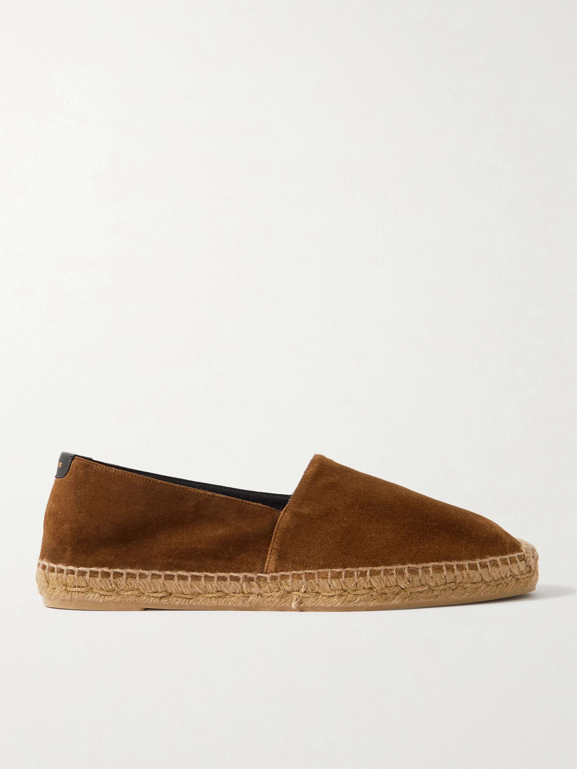 Mens Shoes Slip-on shoes Espadrille shoes and sandals Saint Laurent Leather-trimmed Suede Espadrilles in Brown for Men 