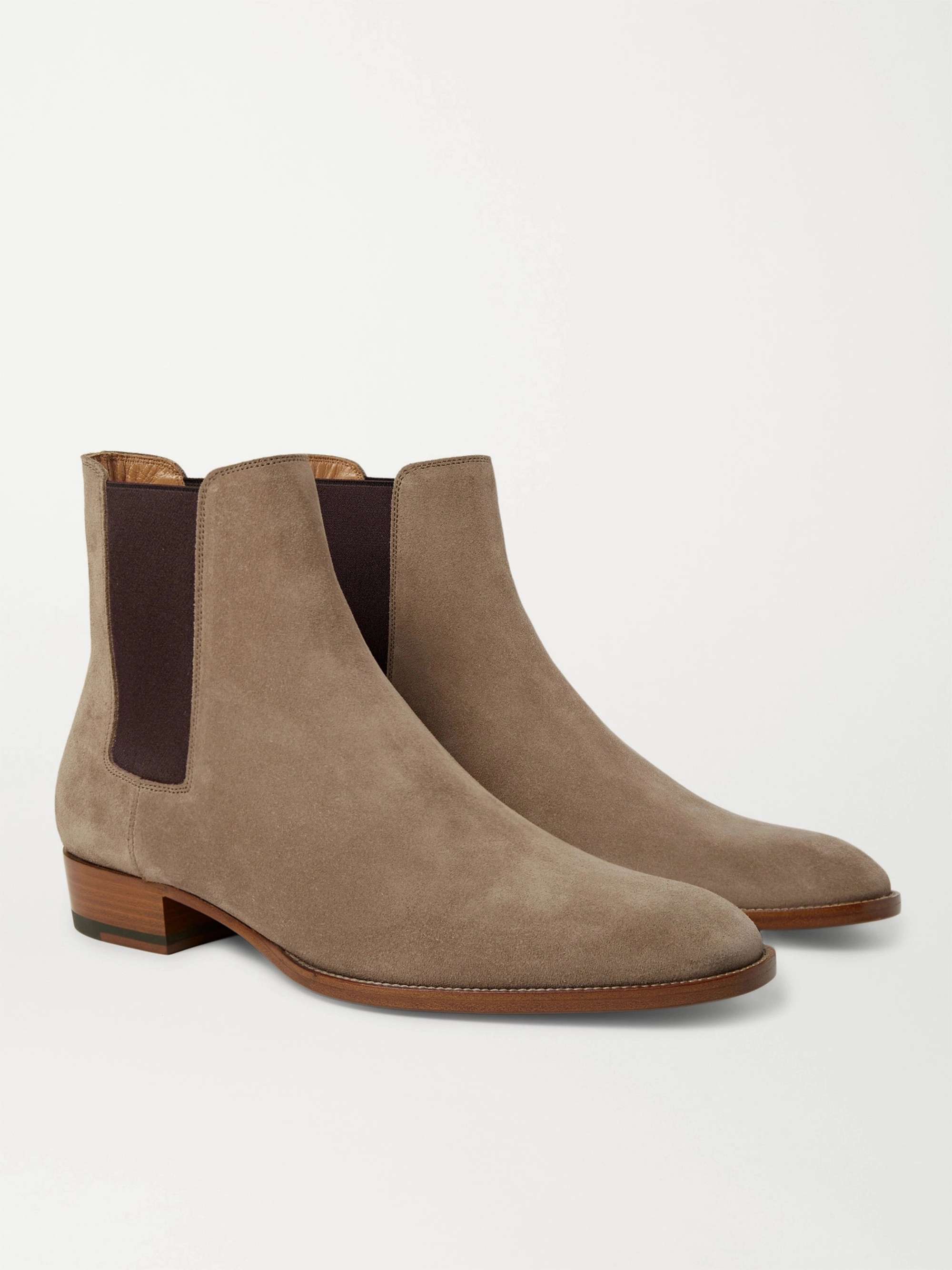 Mens Shoes Boots Casual boots Saint Laurent Suede Wyatt Chelsea Boot in Brown for Men 