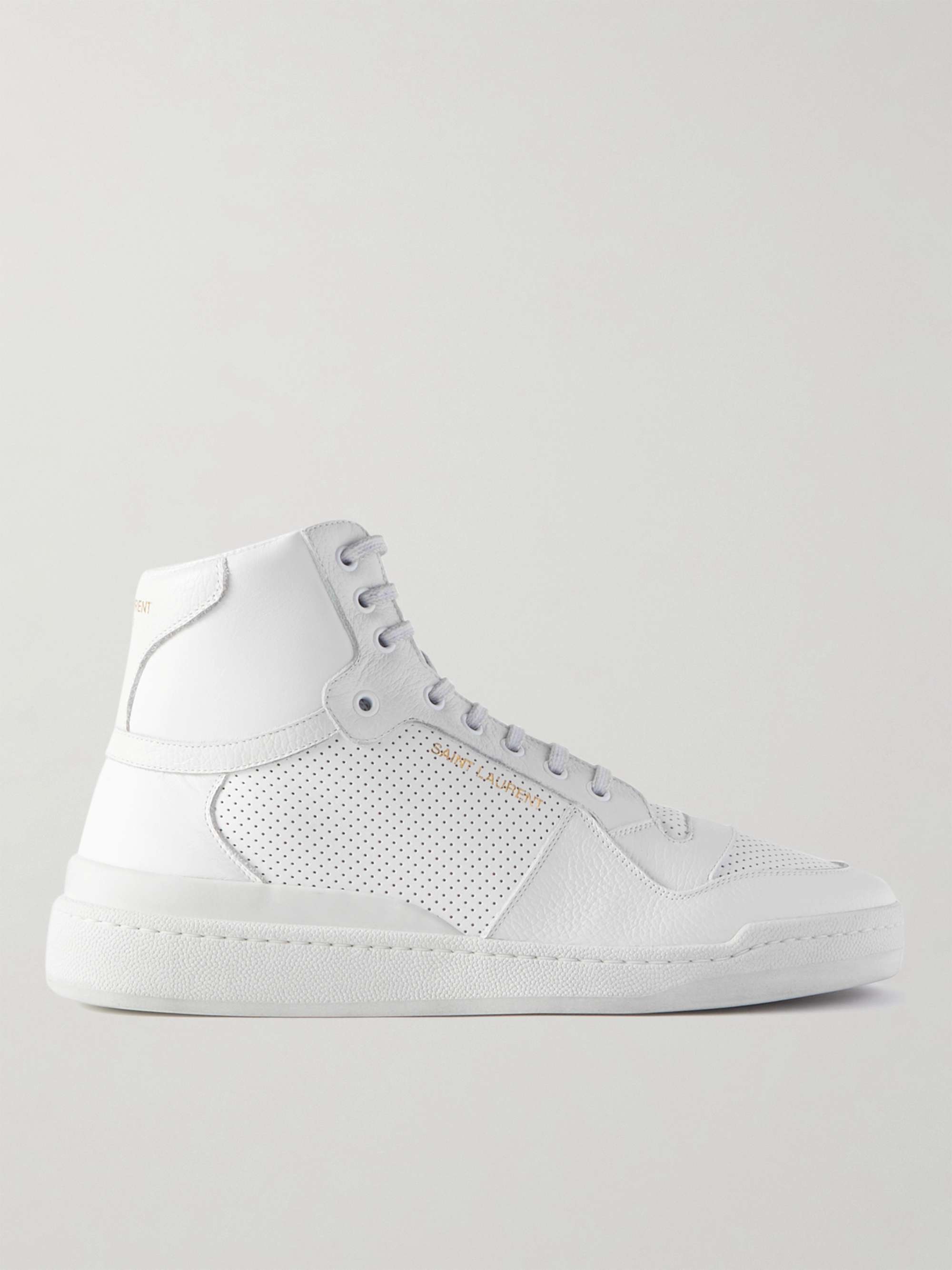 SAINT LAURENT SL/24 Perforated Leather High-Top Sneakers