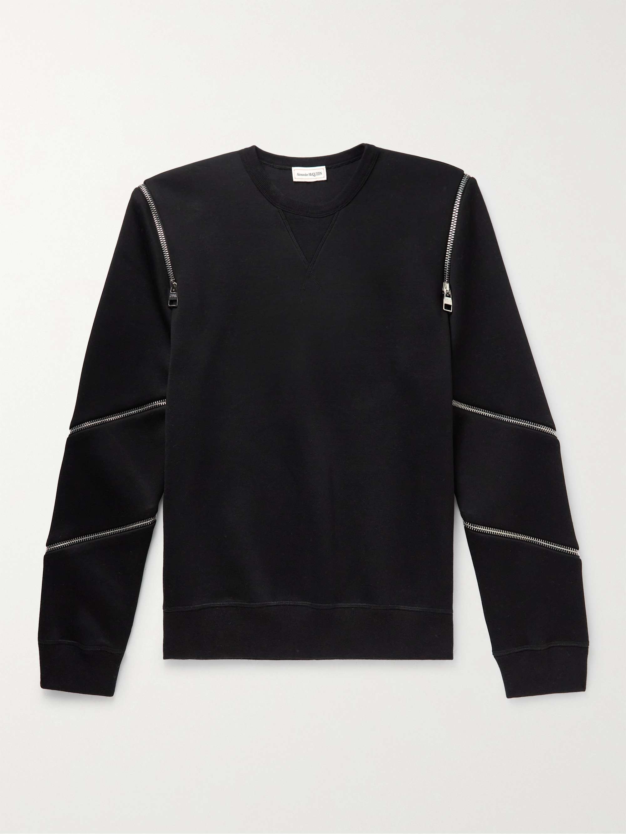 ALEXANDER MCQUEEN Zip-Embellished Cotton-Blend Jersey Sweatshirt