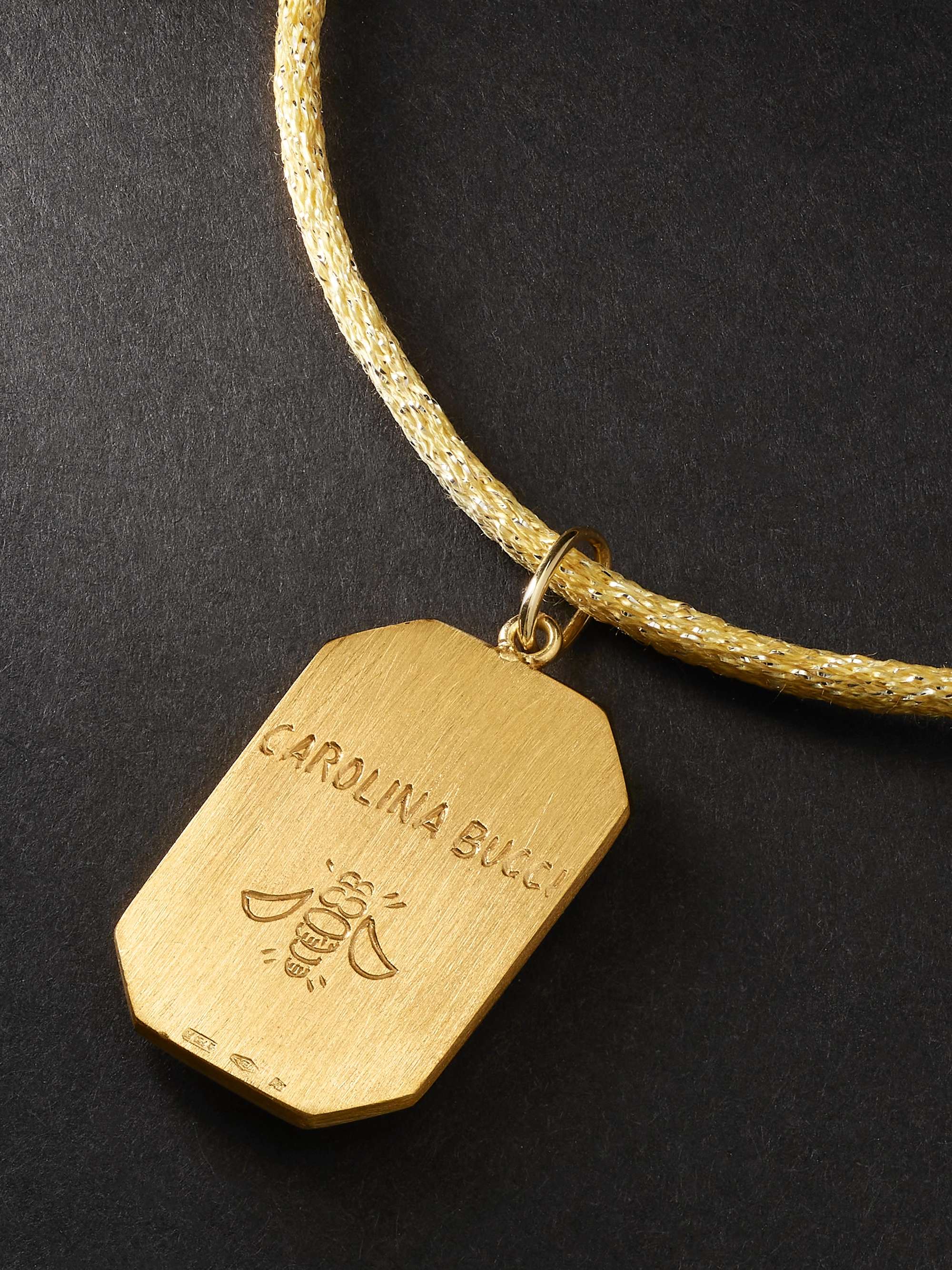 CAROLINA BUCCI Logo-Engraved Yellow and Blackened Gold and Lurex Pendant Necklace